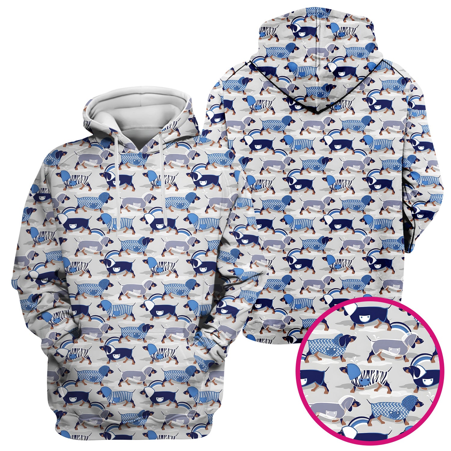 Cute Dachshund Raincoat Parade Pattern Scrub Top, Comfortable Scrubs for Nurses