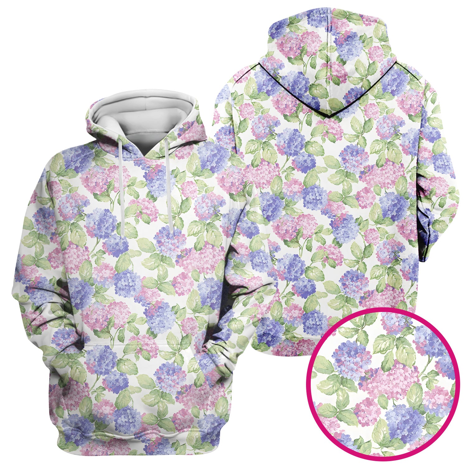 Soft Pastel Watercolor Hydrangea Floral Pattern Scrub Top, Comfortable Scrubs for Nurses