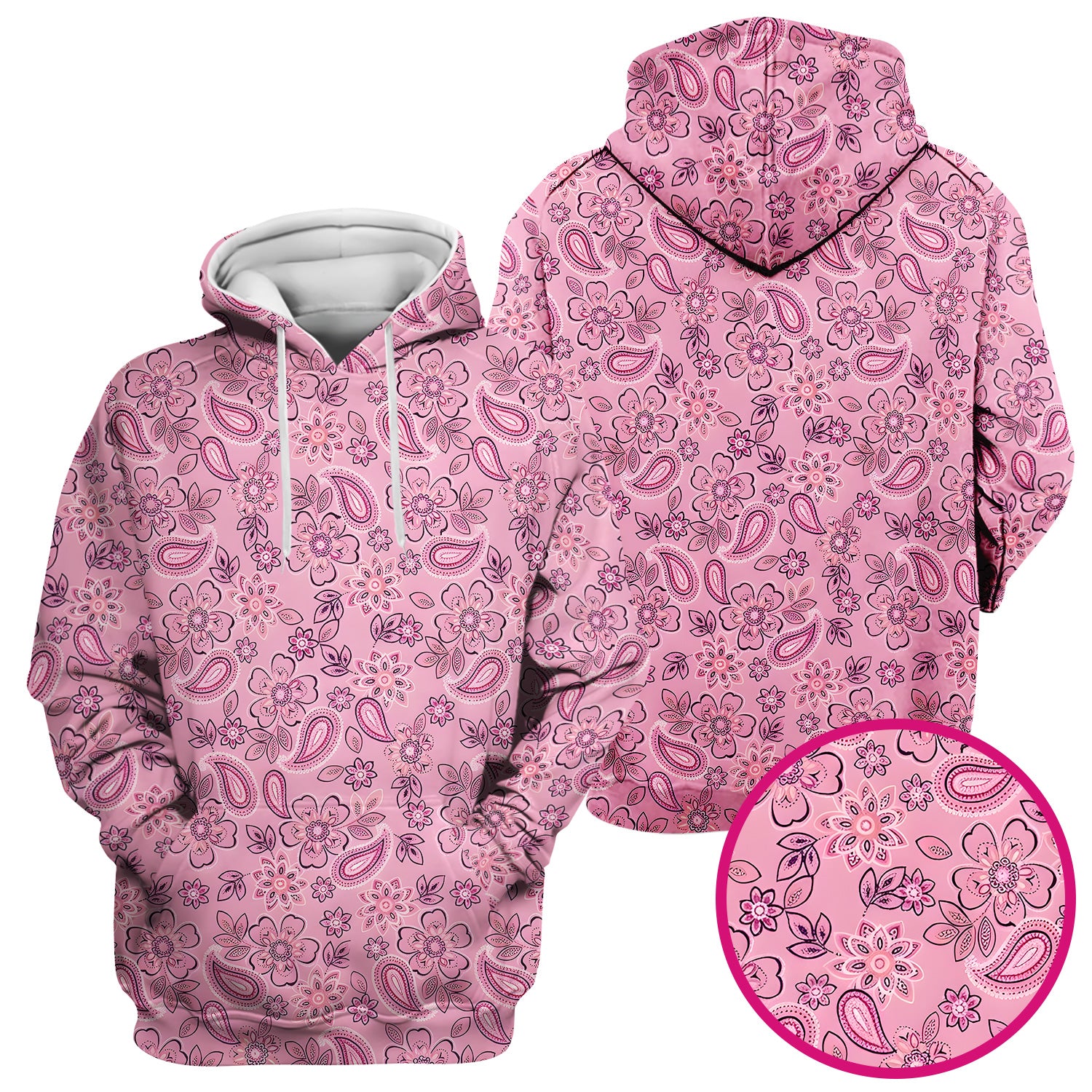Pink Paisley Floral Nurse Pattern Scrub Top, Comfortable Scrubs for Nurses
