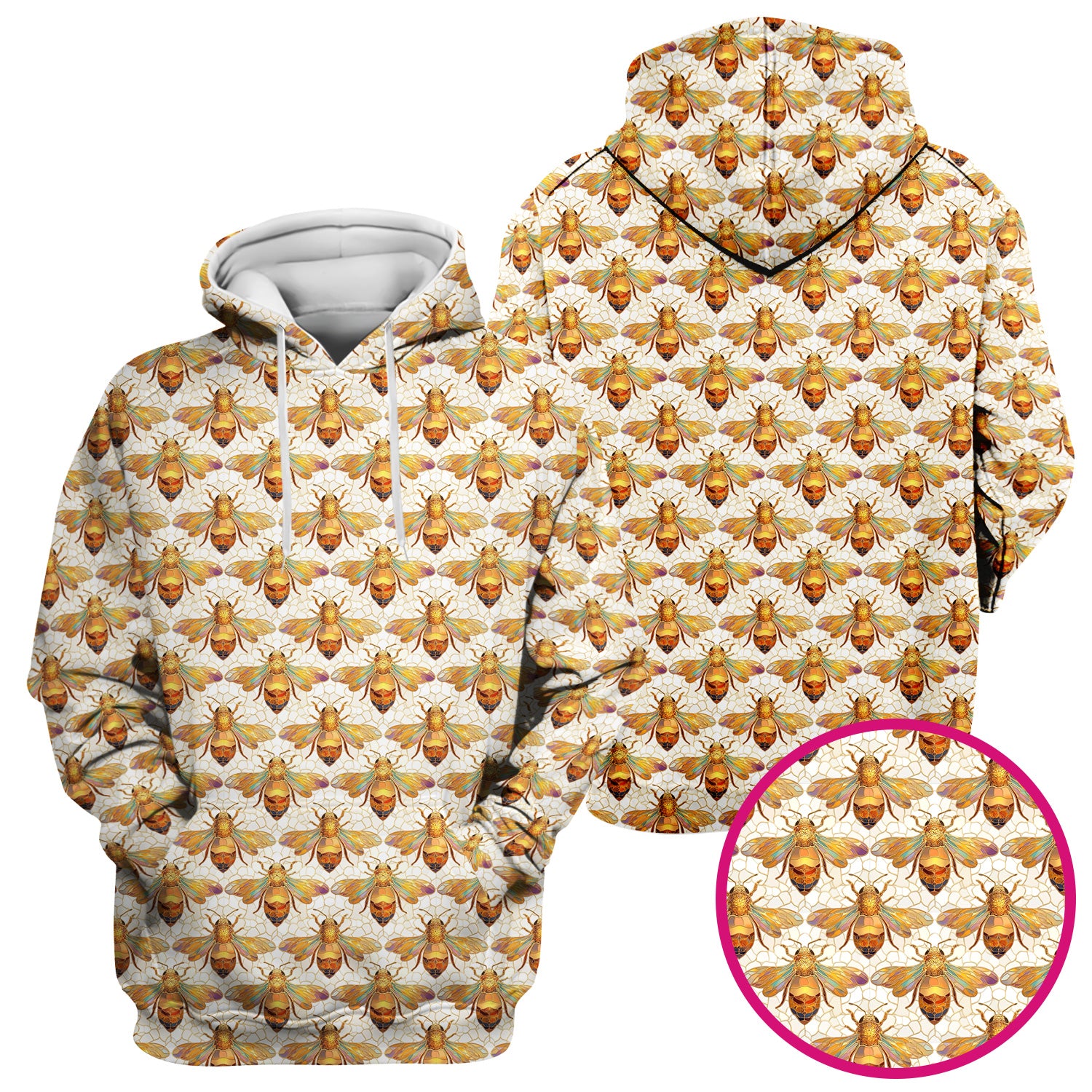 Golden Honey Bee Honeycomb Nurse Pattern Scrub Top, Comfortable Scrubs for Nurses