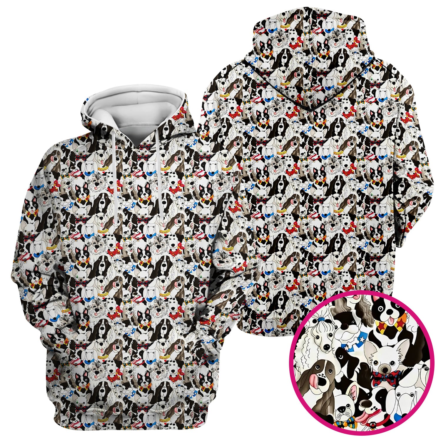 Cute Dog Cartoon All Over Print Scrub Top, Breathable Fabrics Nursing Uniform