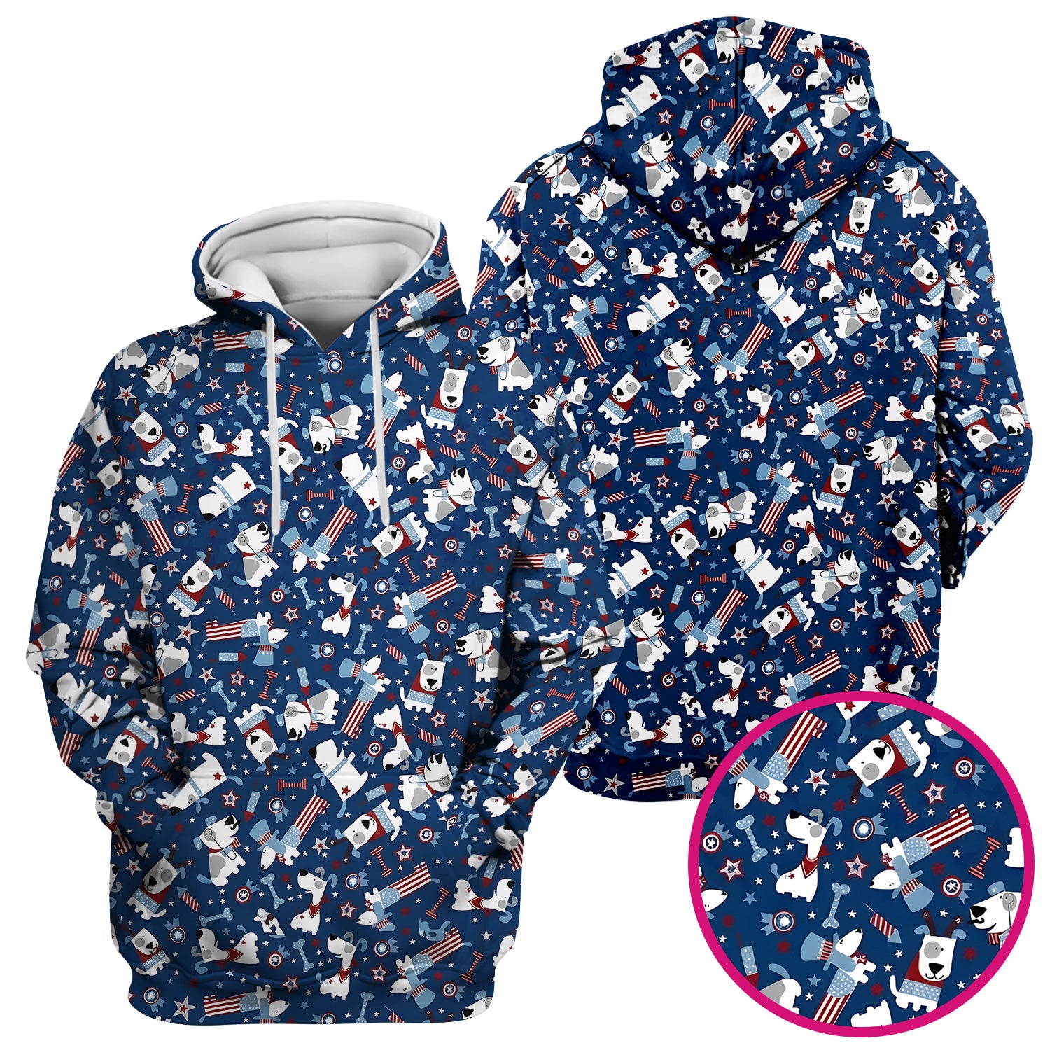 Patriotic Nurse Dog Stars Pattern Scrub Top, Comfortable Scrubs for Nurses