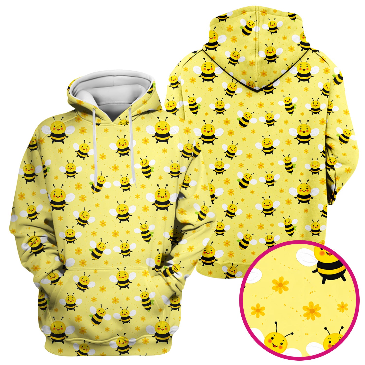 Cute Smiling Bee Yellow Floral Print Scrubs, Comfortable Scrubs for Nurses