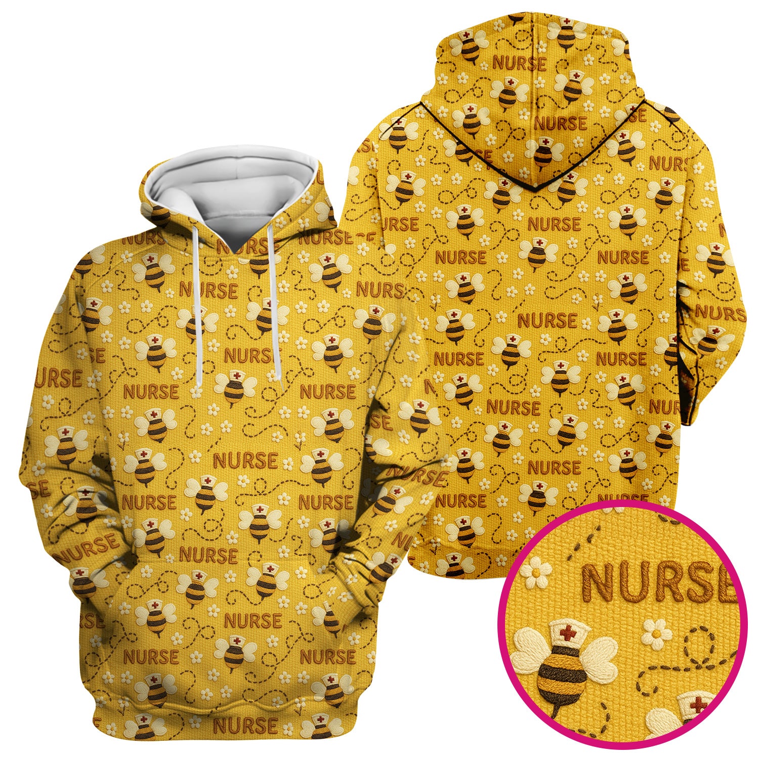 Honey Bee Nurse Scrub Top – Cute Bumblebee Medical Pattern – Cheerful Uniform for Nurses, Vets and Healthcare Workers