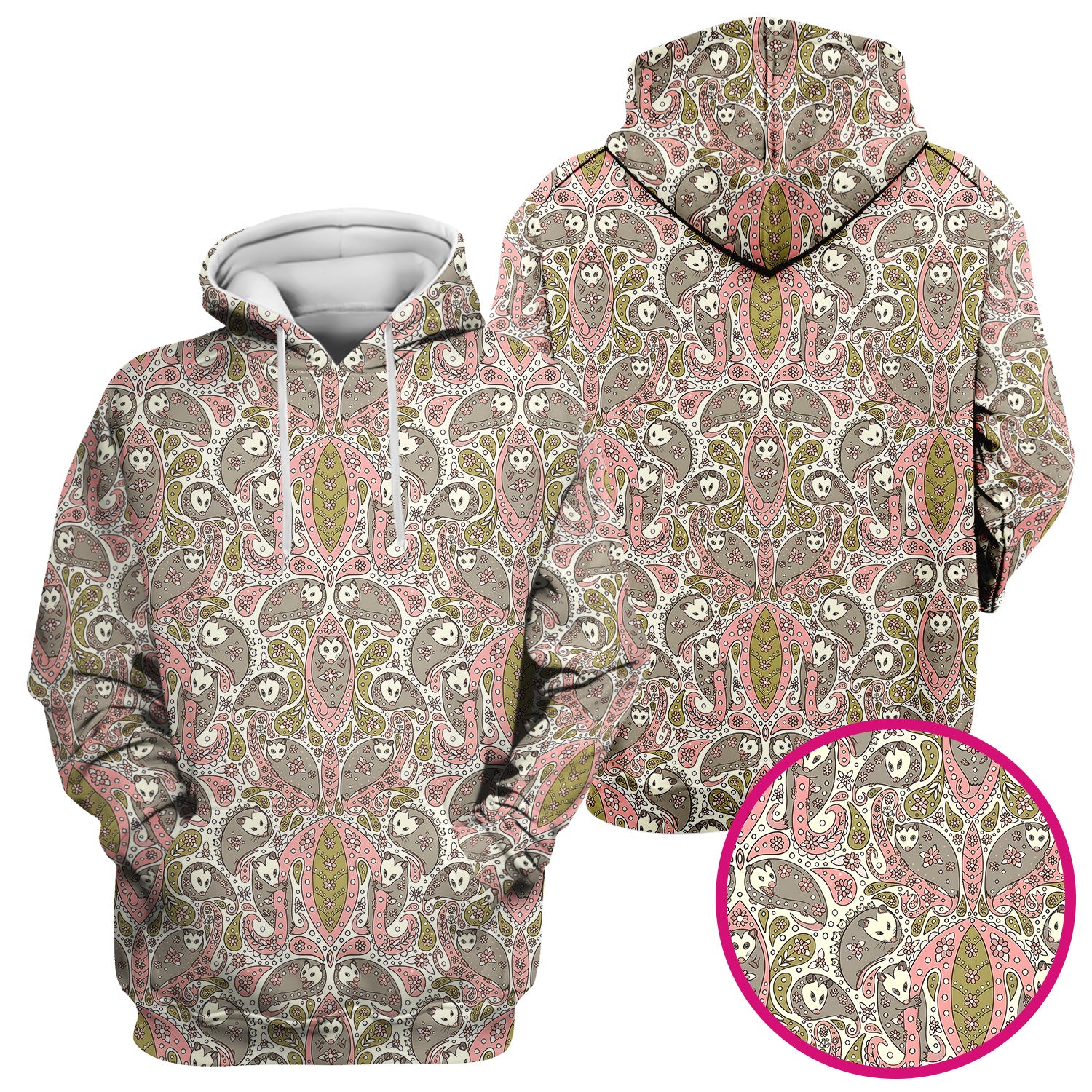 Opossum Paisley Pattern Scrub Top, Comfortable Scrubs for Nurses