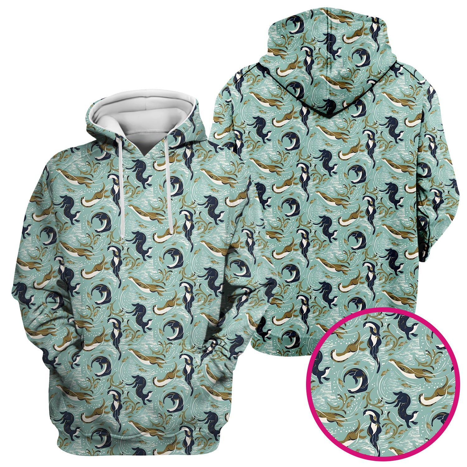 Sea Otter Ocean Wave Coastal Pattern Scrub Top, Comfortable Scrubs for Nurses