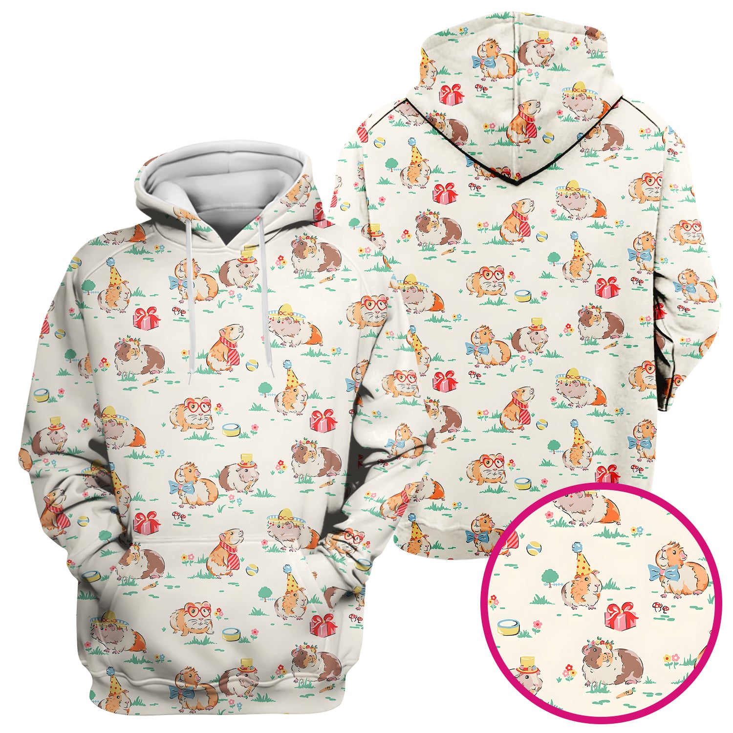 Cute Guinea Pig Party Nurse Pattern Scrub Top, Comfortable Scrubs for Nurses