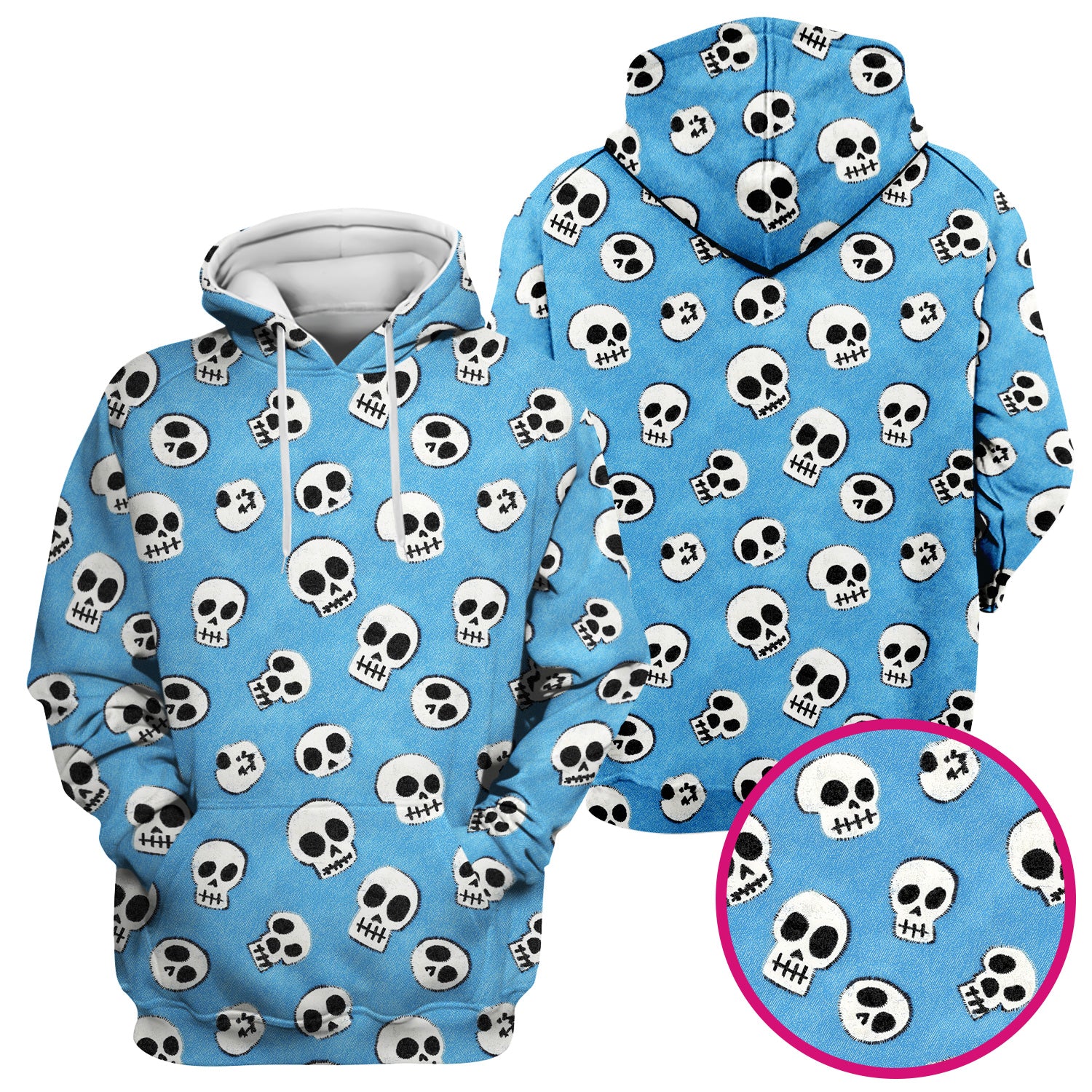 Blue Skull Halloween Pattern Scrub Top, Comfortable Scrubs for Nurses