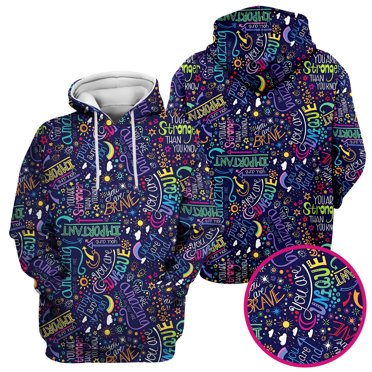 Inspirational Quote Pattern Scrub Top, Breathable Fabrics Nursing Uniform