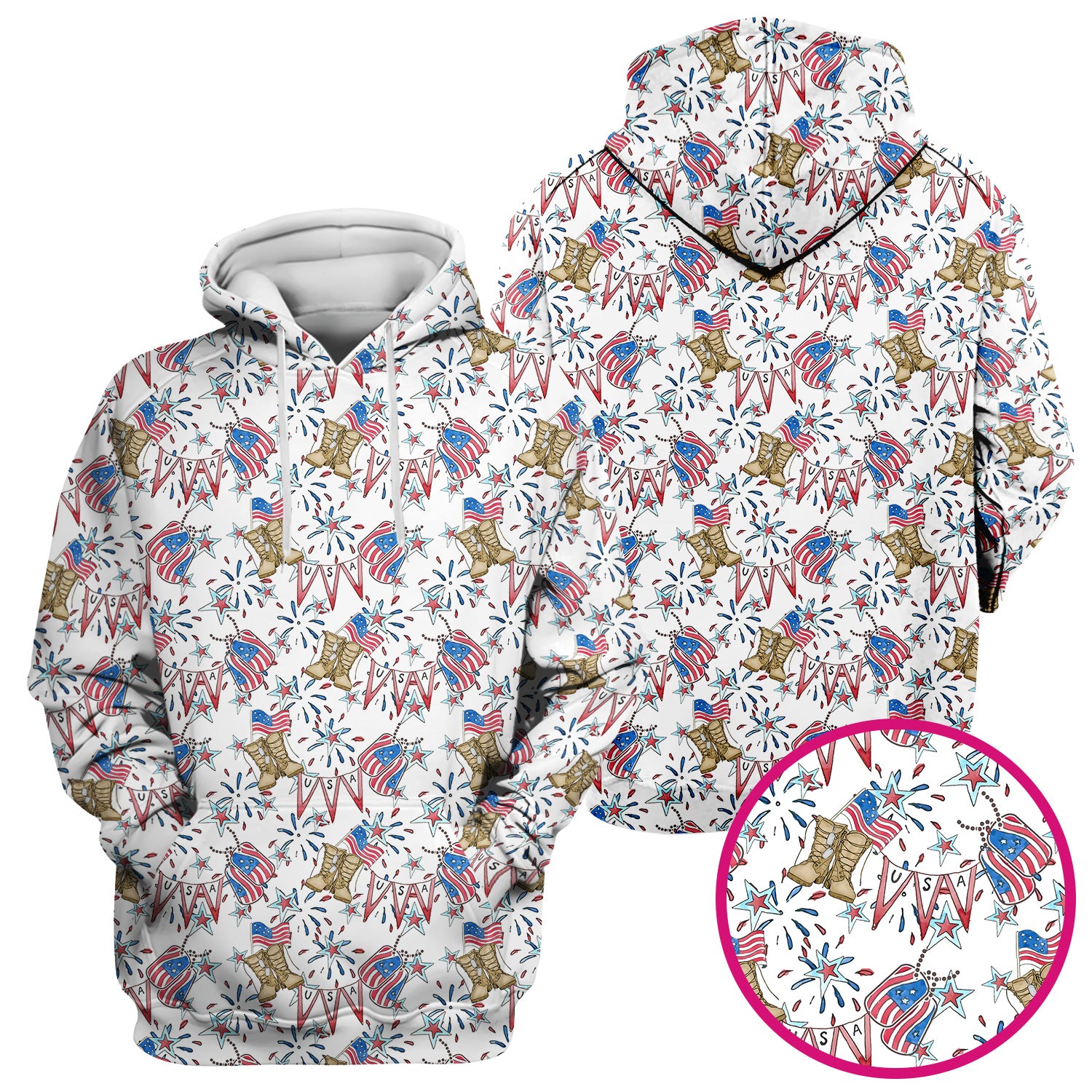 USA Boots Banner Pattern Scrub Top, Comfortable Scrubs for Nurses