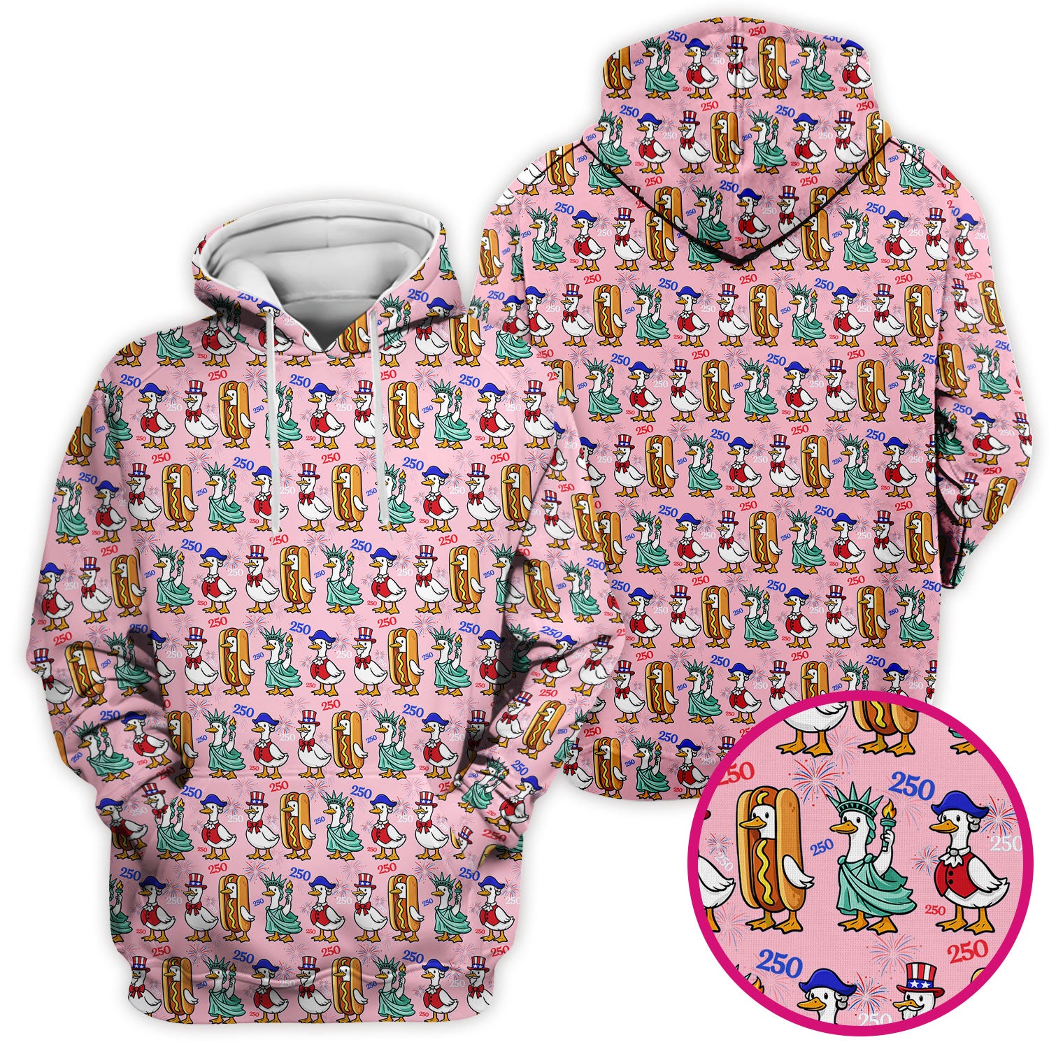 Patriotic Duck Independence Day Pattern Scrub Top, Breathable Healthcare Uniform Top