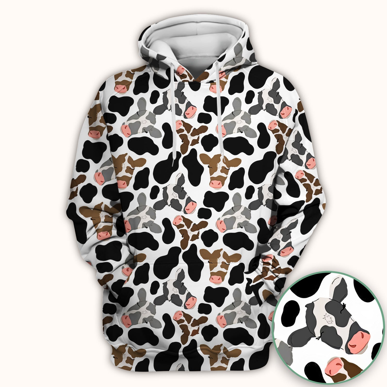 Cute Cow Face Black White Pattern Nurse Scrub Top, Comfortable Scrubs for Nurses
