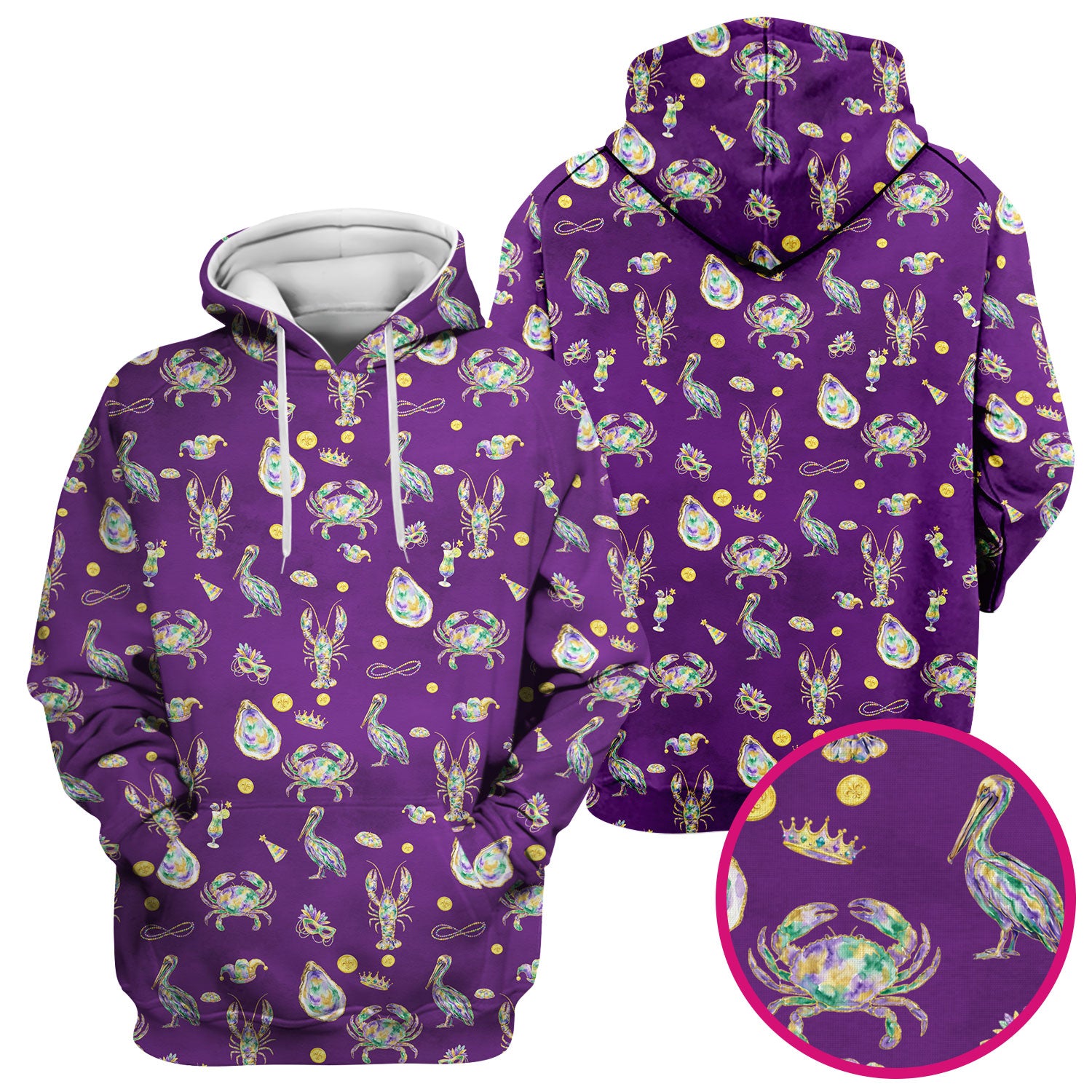 Mardi Gras Seafood Nurse Scrub Top, Comfortable Uniform Scrubs For Nursing