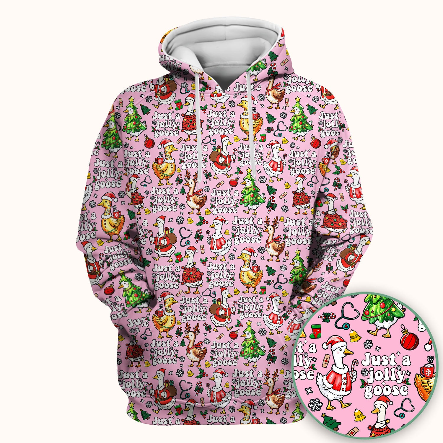 Christmas Goose Scrub Top for Nurse - Funny Jolly Holiday Medical Shirt for Women