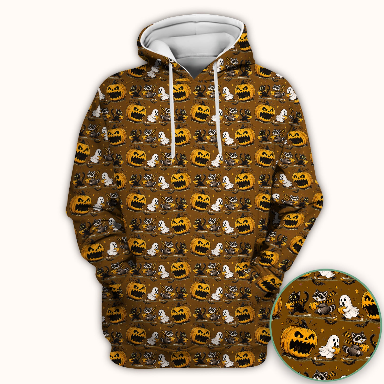 Spooky Halloween Woodland Critters Pattern Scrub Top, Comfortable Scrubs for Nurses