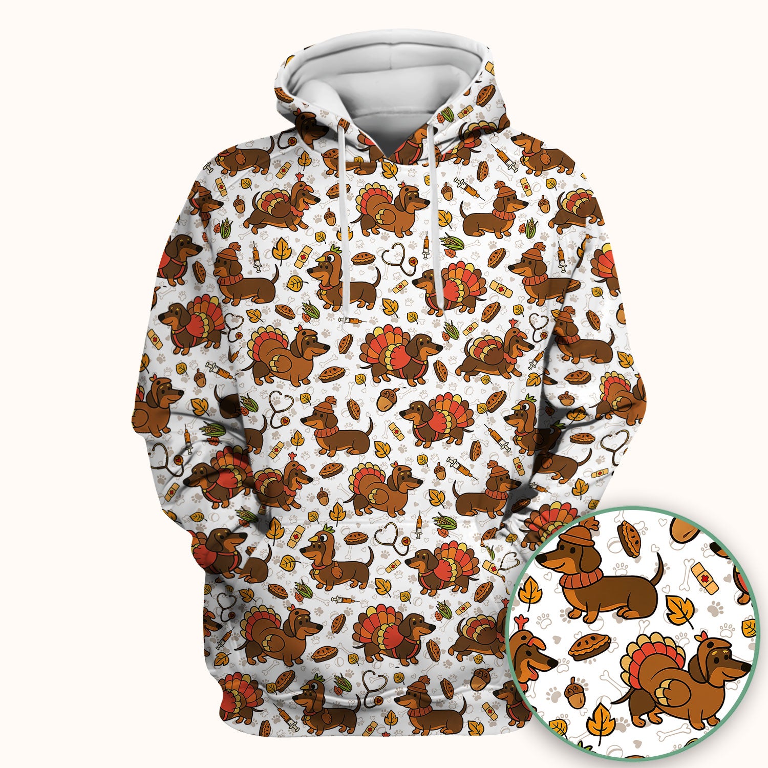 Thanksgiving Dachshund Scrubs Top - Cute Dog Turkey Medical Uniform Shirt for Nurses - Funny Holiday Gift