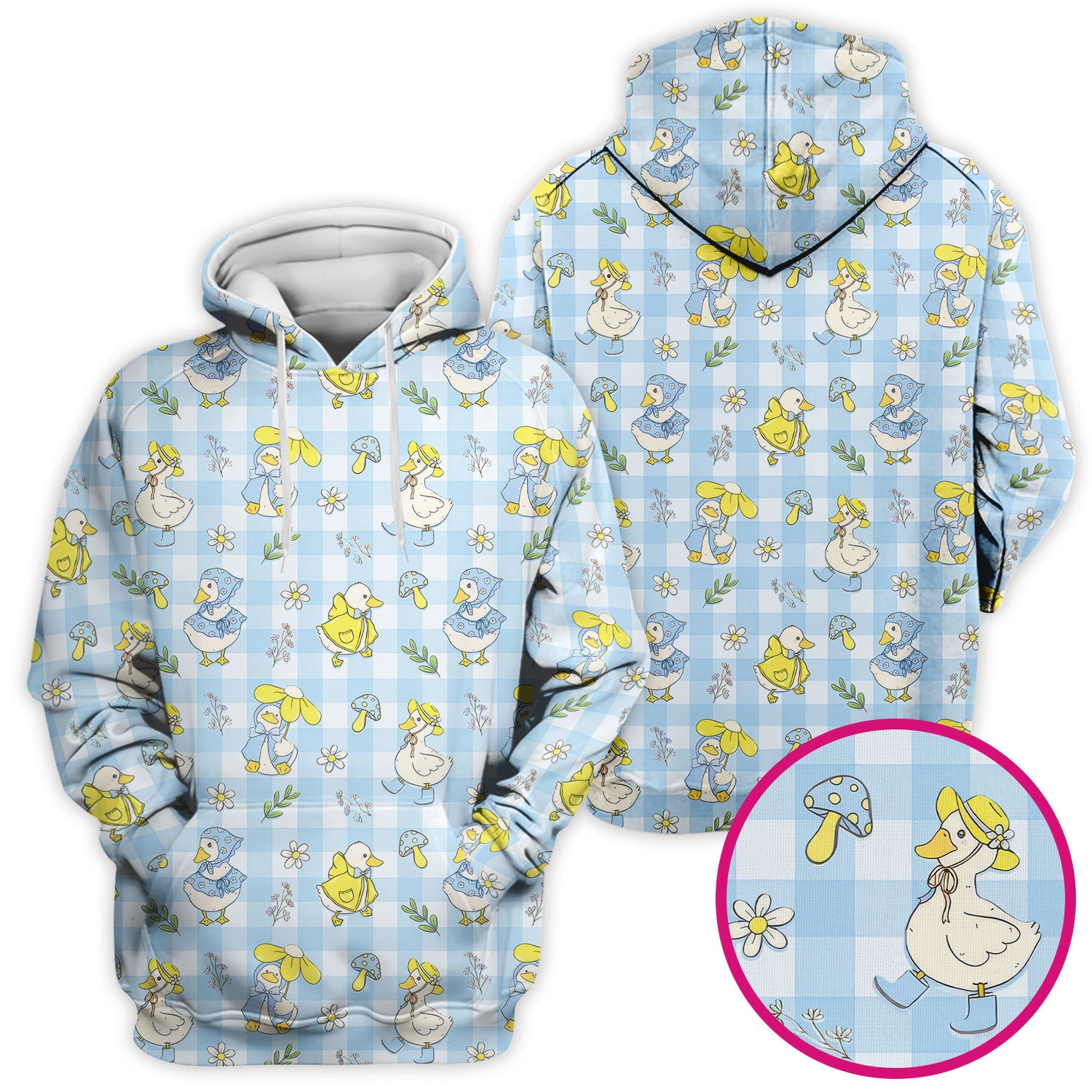 Cute Duck Outfit Gingham Pattern Scrub Top, Comfortable Scrubs for Nurses