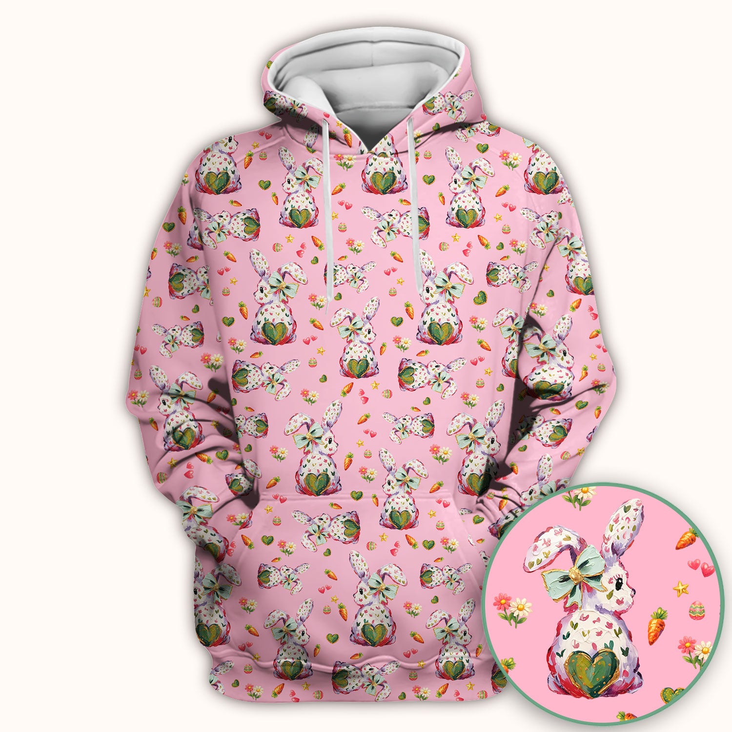 Cute Pastel Bunny Easter Pattern Scrub Top, Comfortable Scrubs for Nurses
