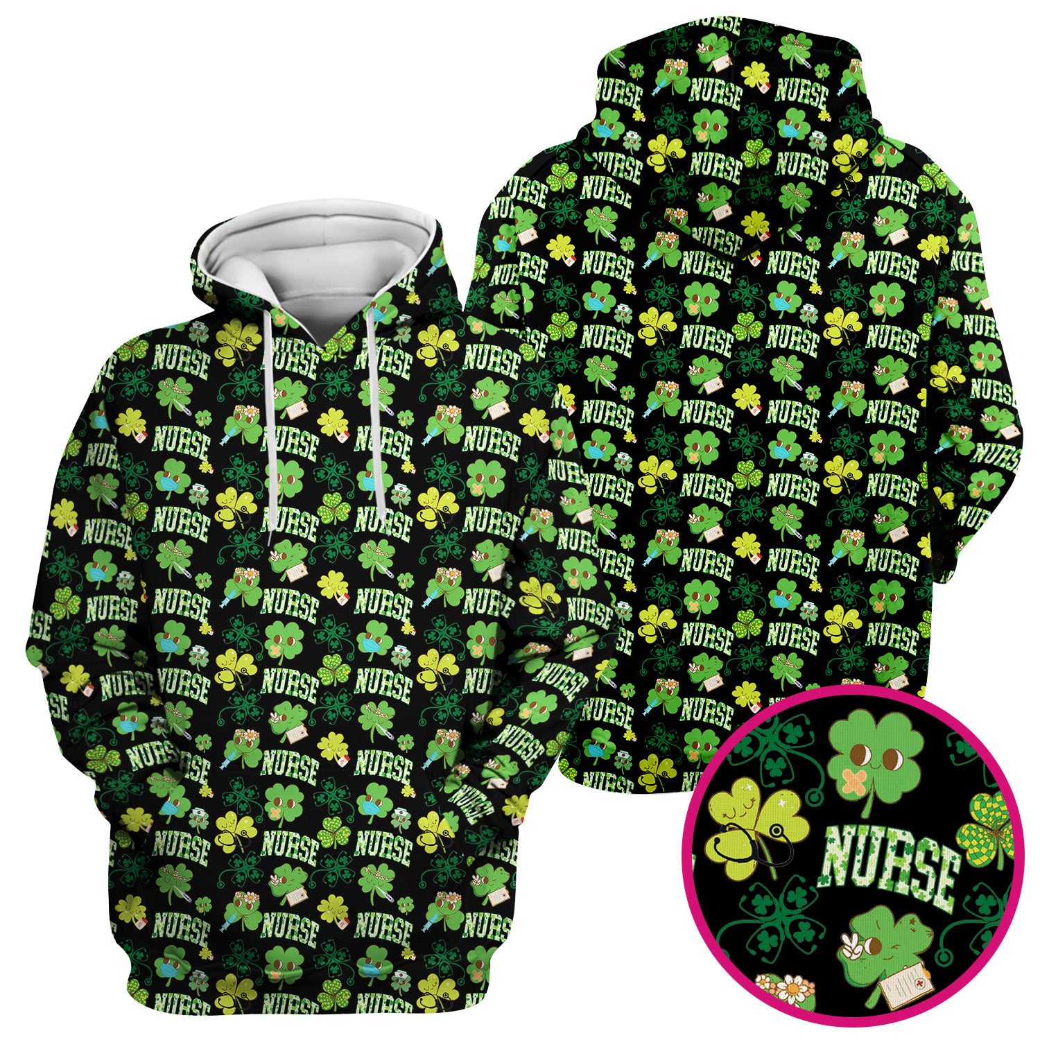 Lucky Shamrock Nurse Scrub Top, St. Patrick’s Day Nursing Shirt, Breathable Fabrics Nursing Uniform