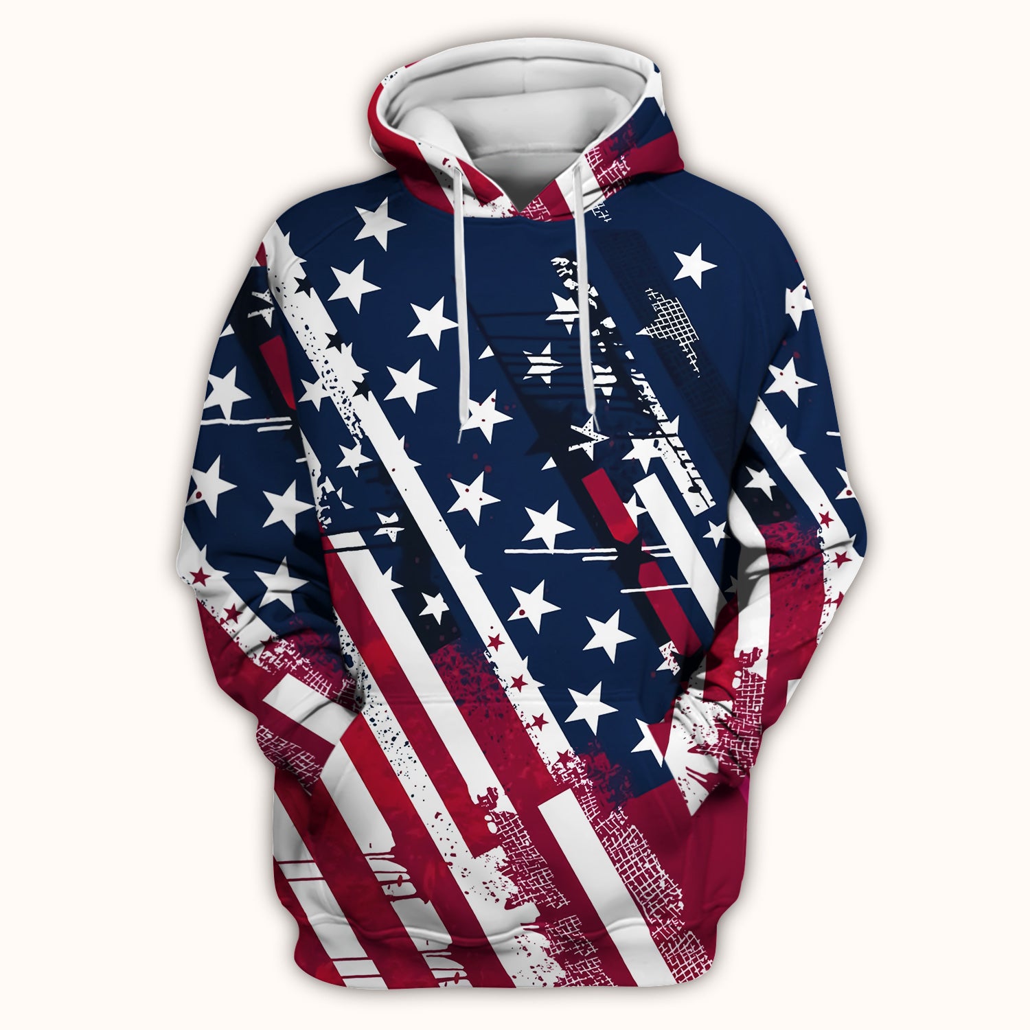 Patriotic USA Flag Stars And Stripes Grunge Pattern Scrub Top, Breathable Fabrics Nursing Uniform