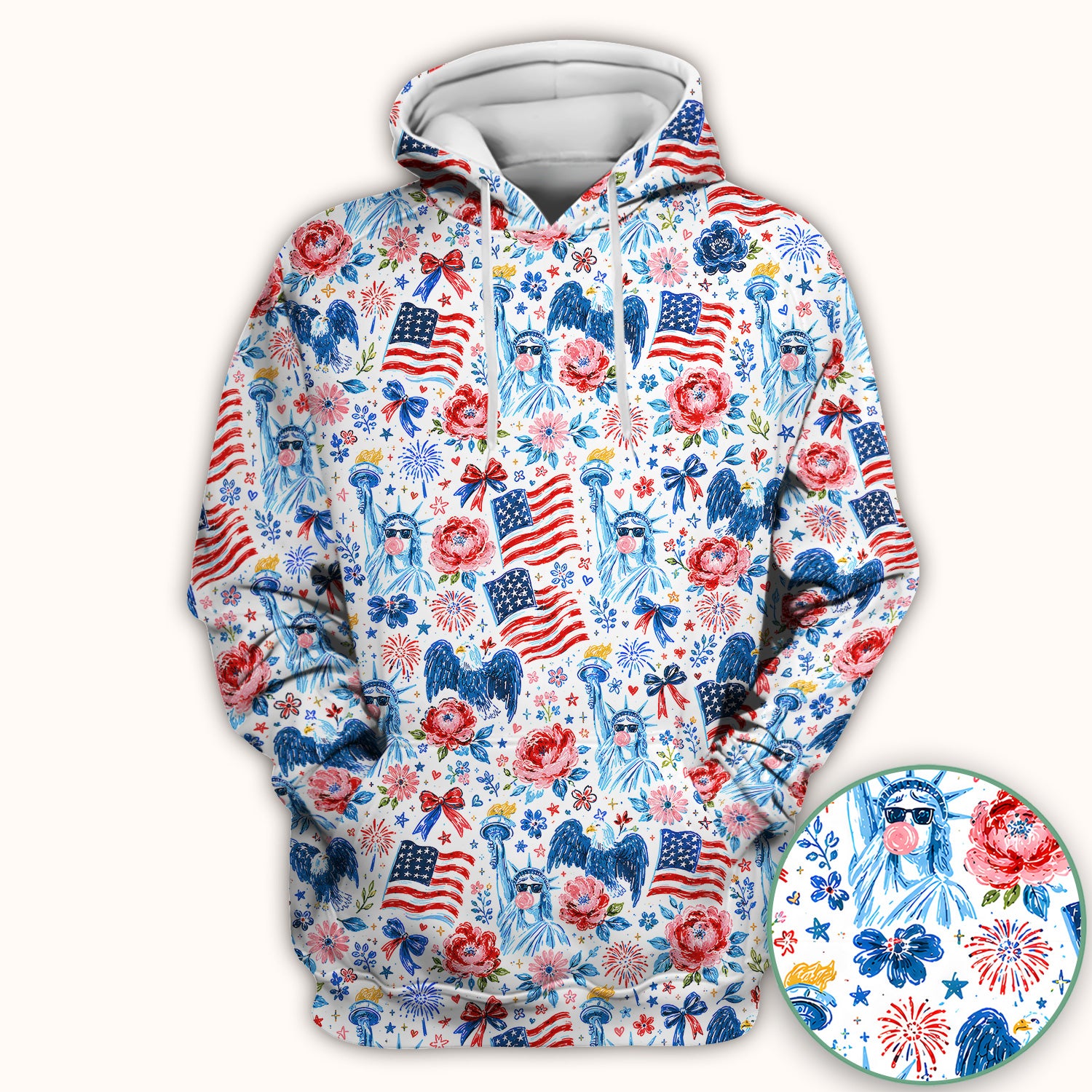 Patriotic Liberty Nurse Pattern Scrub Top, Comfortable Scrubs for Nurses