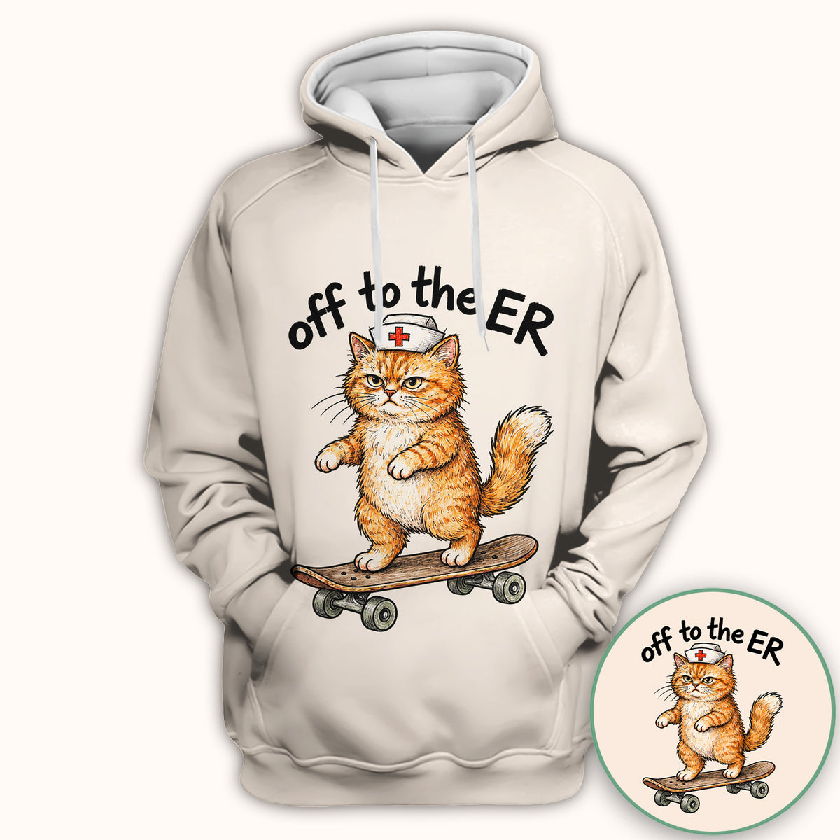 Off To The ER Skateboarding Cat T-Shirt