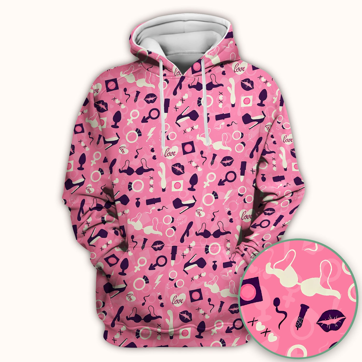 Valentine Pattern Nurse Scrub Top, Pink Love Nurse Shirt, Breathable Fabrics Nursing Uniform