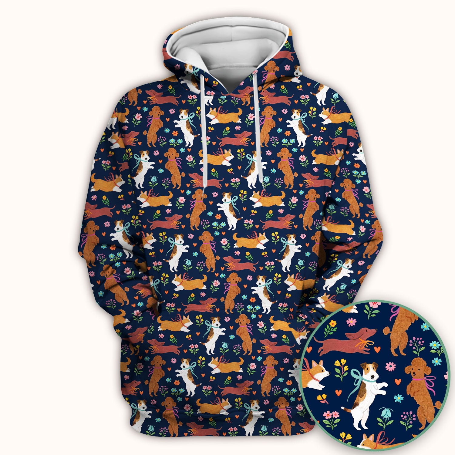 Cute Cartoon Dog Print Nurse Scrub Top, Comfortable Scrubs for Nurses