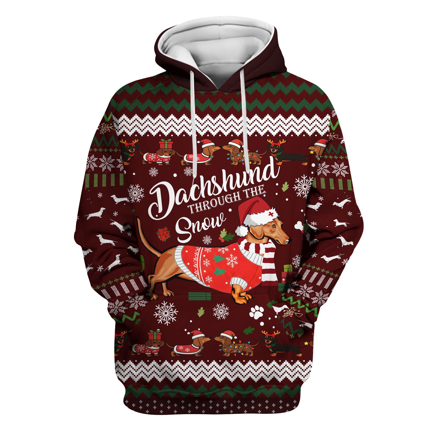 Dachshund Through the Snow - Funny Christmas Scrub Top - Wiener Dog Lover Gift - Holiday Medical Uniform