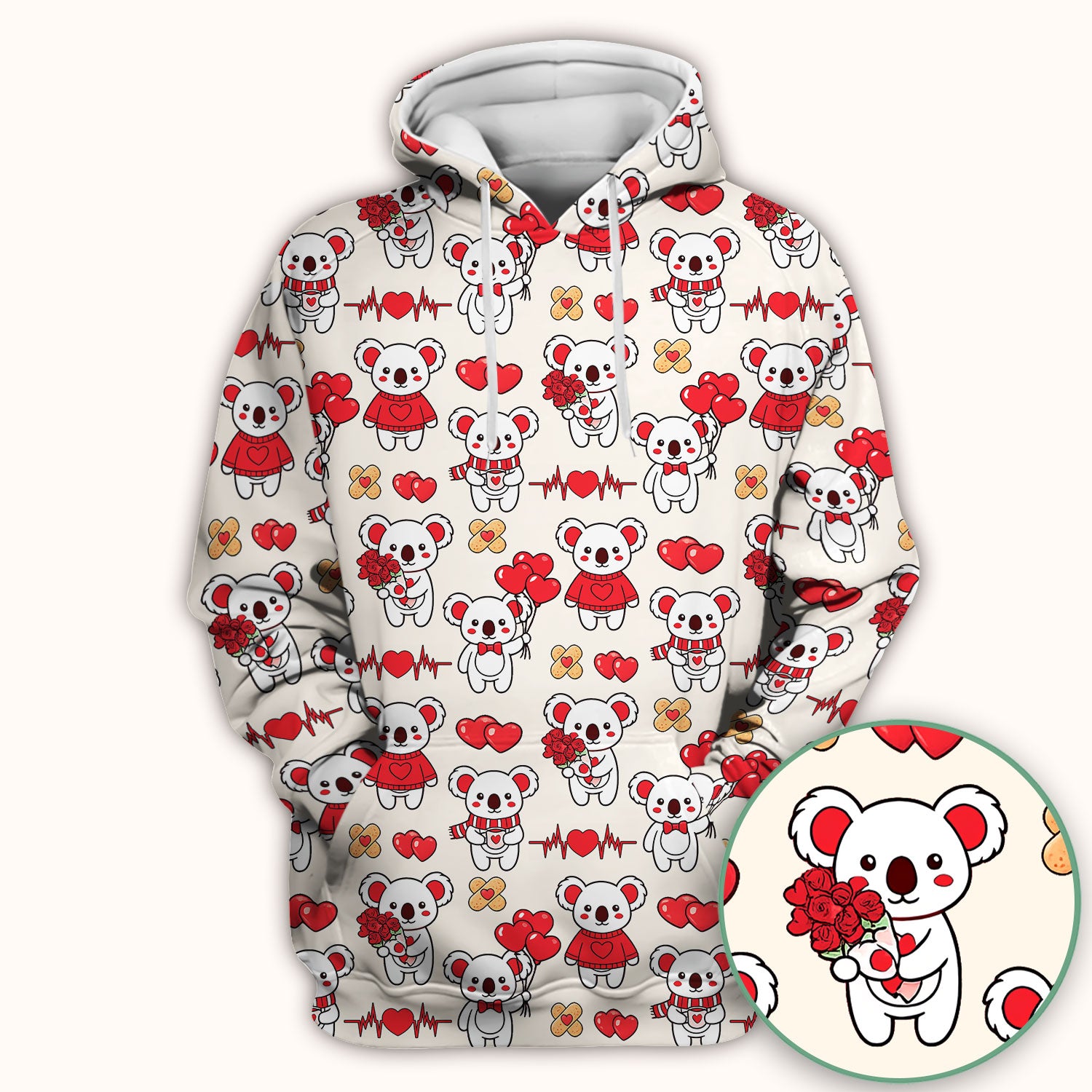 Sweet Koala Valentine Medical Design Scrub Top, Comfortable Scrubs for Nurses