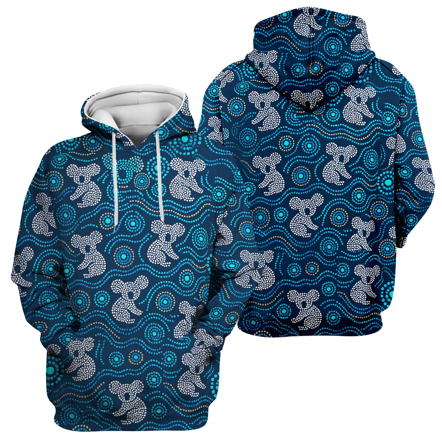 Australian Koala Aboriginal Dot Art Scrub Top, Aboriginal Pattern Shirt, Breathable Nursing Uniform