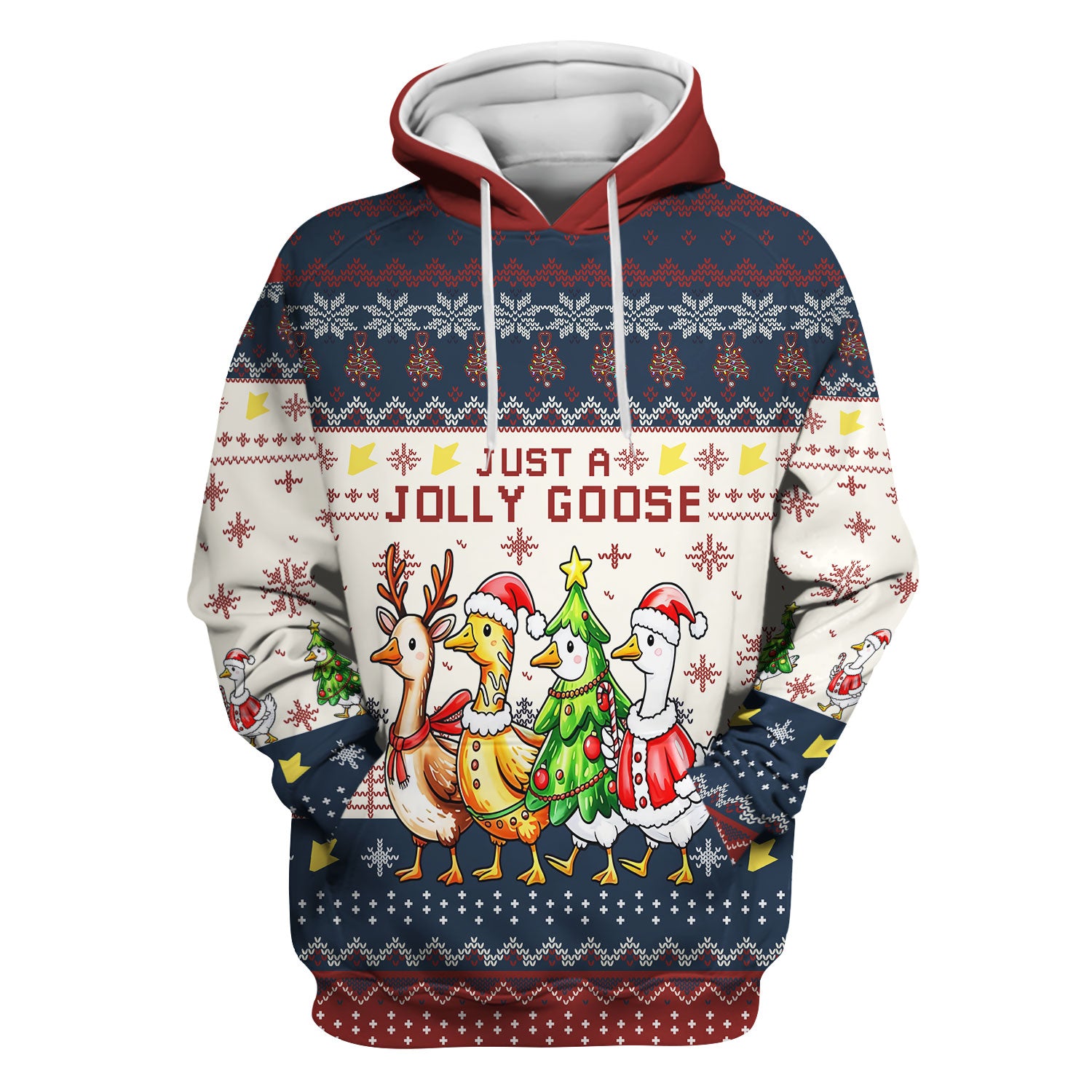 Funny Jolly Goose Christmas Scrub Top – Playful Holiday Goose Squad Pattern – Festive Medical Uniform for Nurses, Vets & Healthcare Workers
