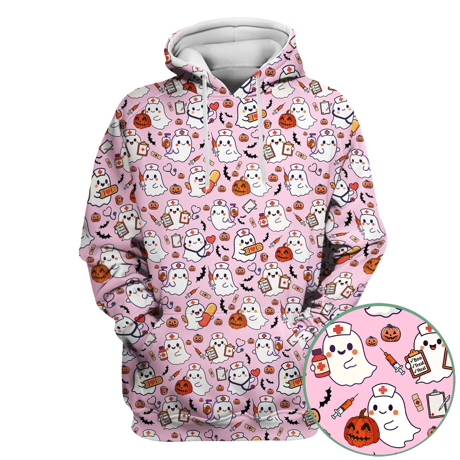 Boo Halloween Scrub Top - Pumpkin Shirt Womens - Comfortable Scrubs for Nurses - Breathable Fabrics Nursing Uniform