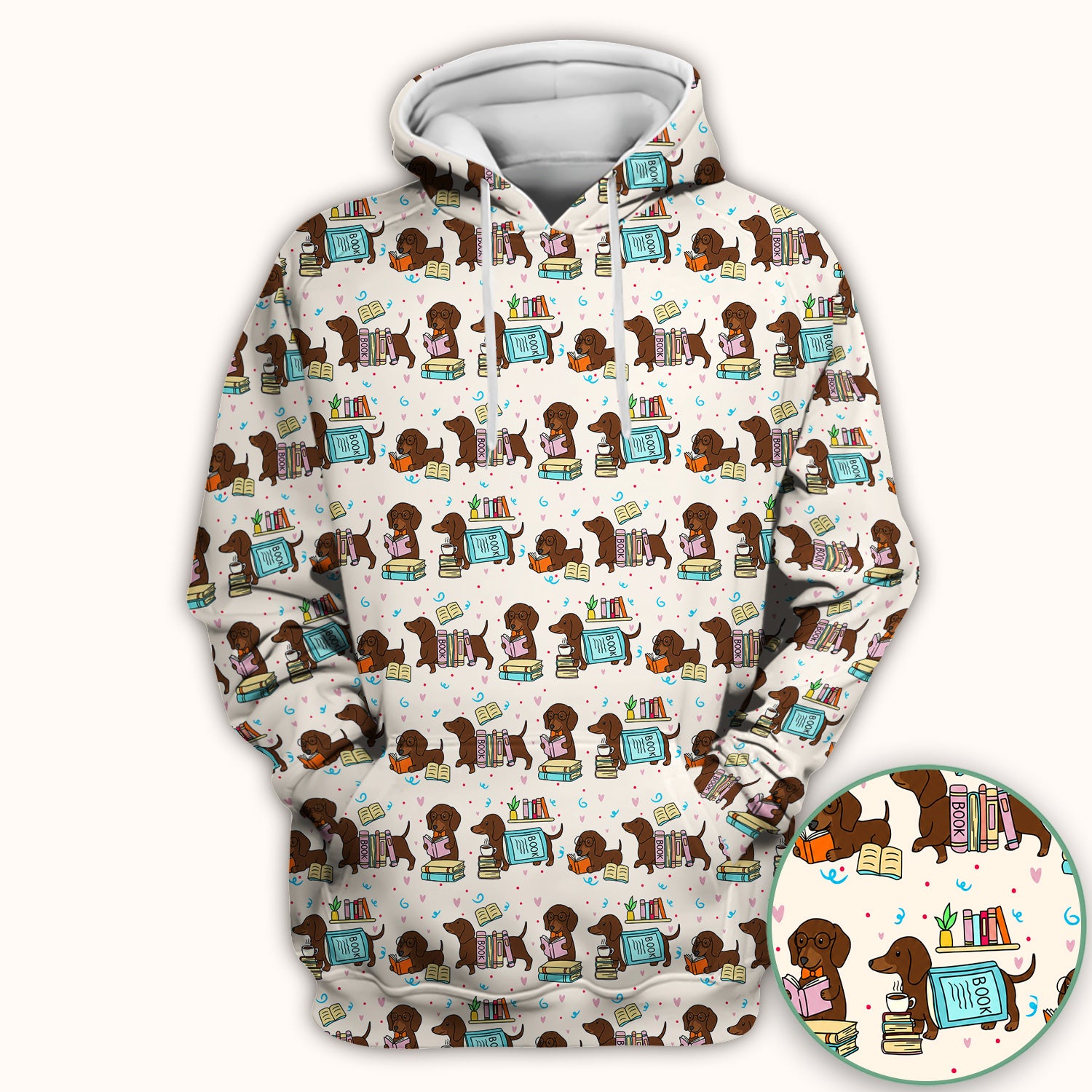 Cute Bookish Dachshund Reading Scrub Top, Comfortable Scrubs for Nurses
