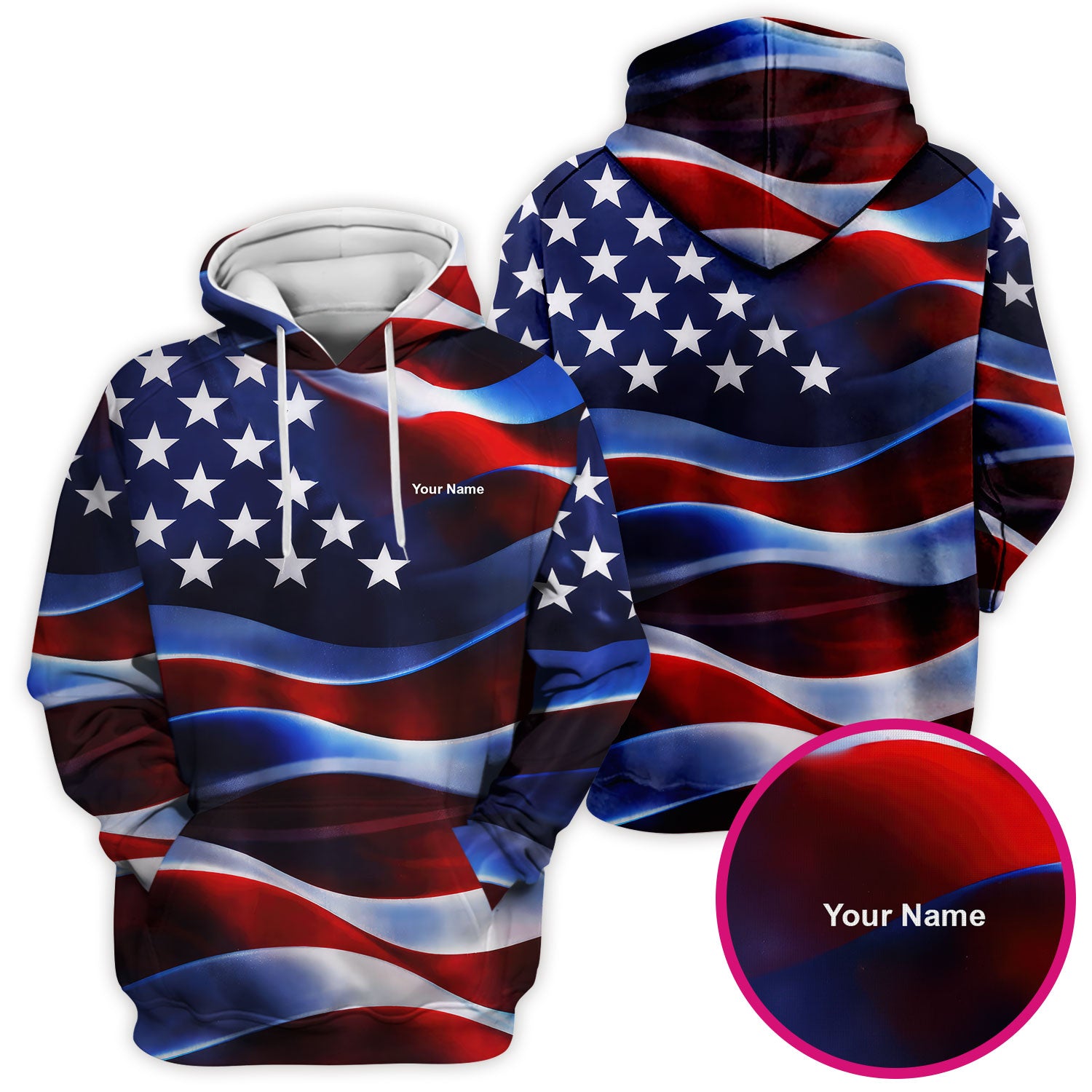 Personalized American Flag Stars Stripes Pattern Nurse Scrub Top, Comfortable Scrubs for Nurses