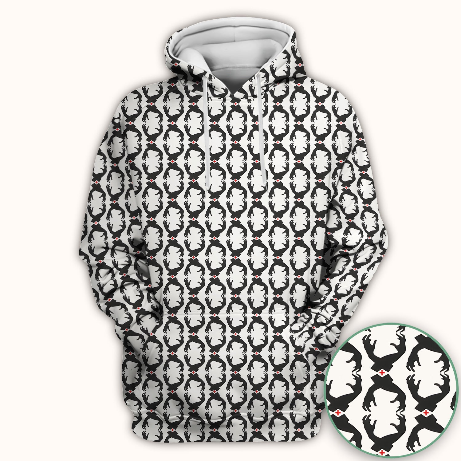 Creepy Hands Black White Red Patterns Scrub Top, Comfortable Scrubs for Nurses
