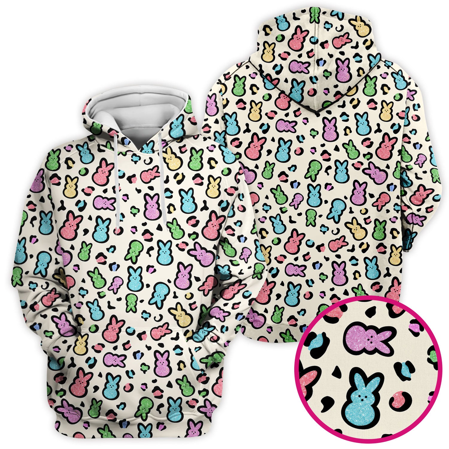 Cute Easter Bunny Pastel Pattern Scrub Top, Comfortable Scrubs for Nurses