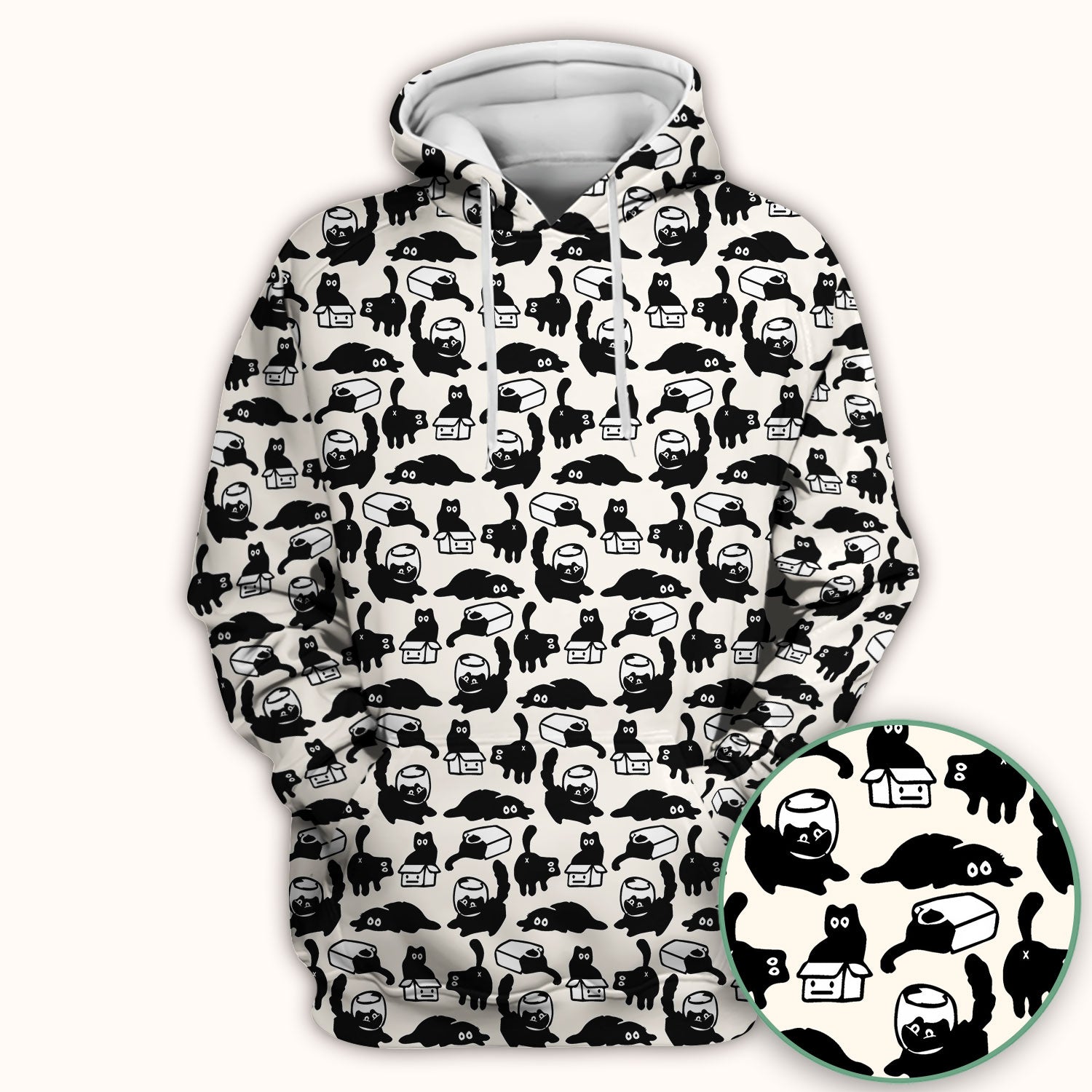 Dark Playful Cat Cartoon Pattern Scrub Top, Comfortable Scrubs for Nurses
