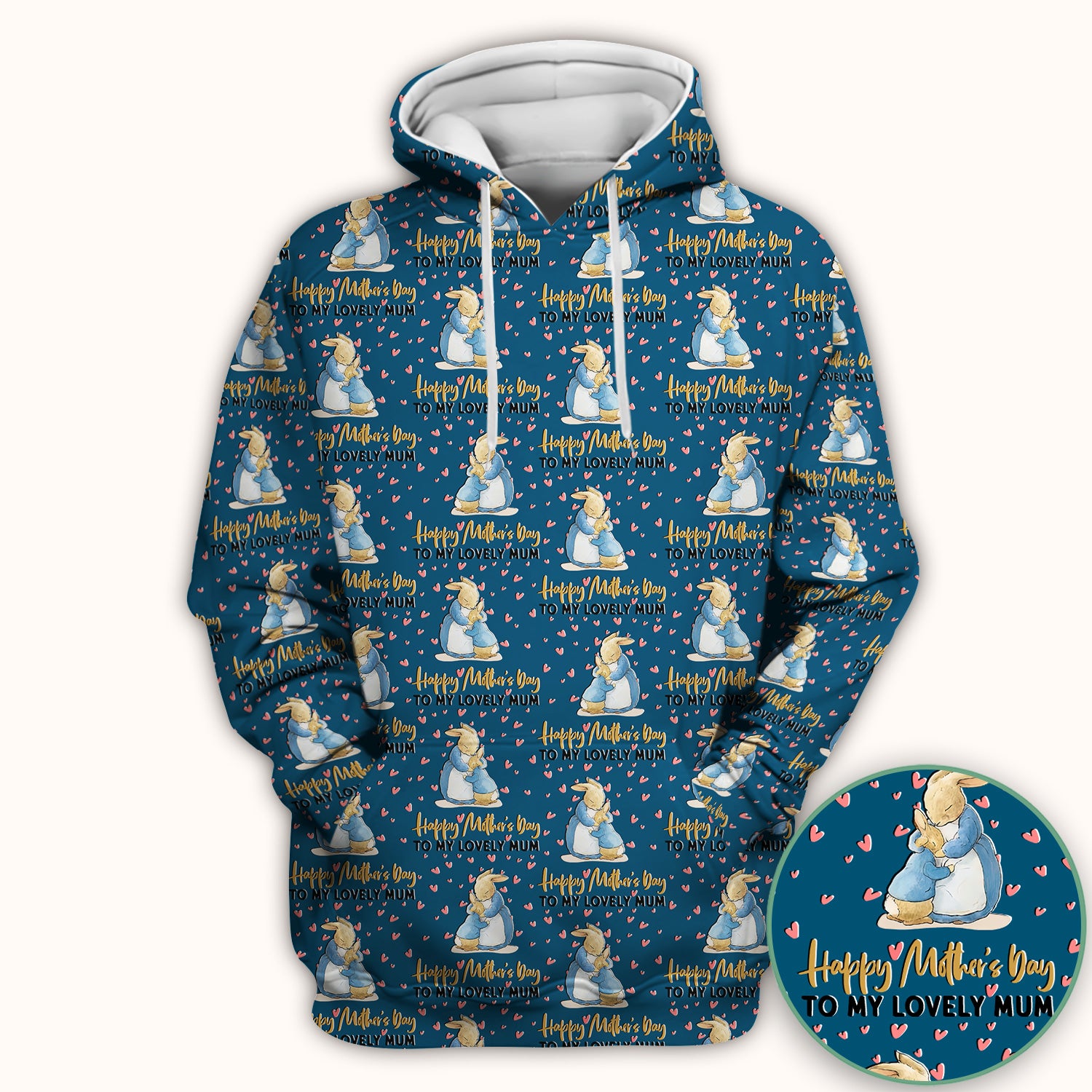 Happy Mothers Day Bunny Love Pattern Scrubs Top, Comfortable Scrubs for Nurses