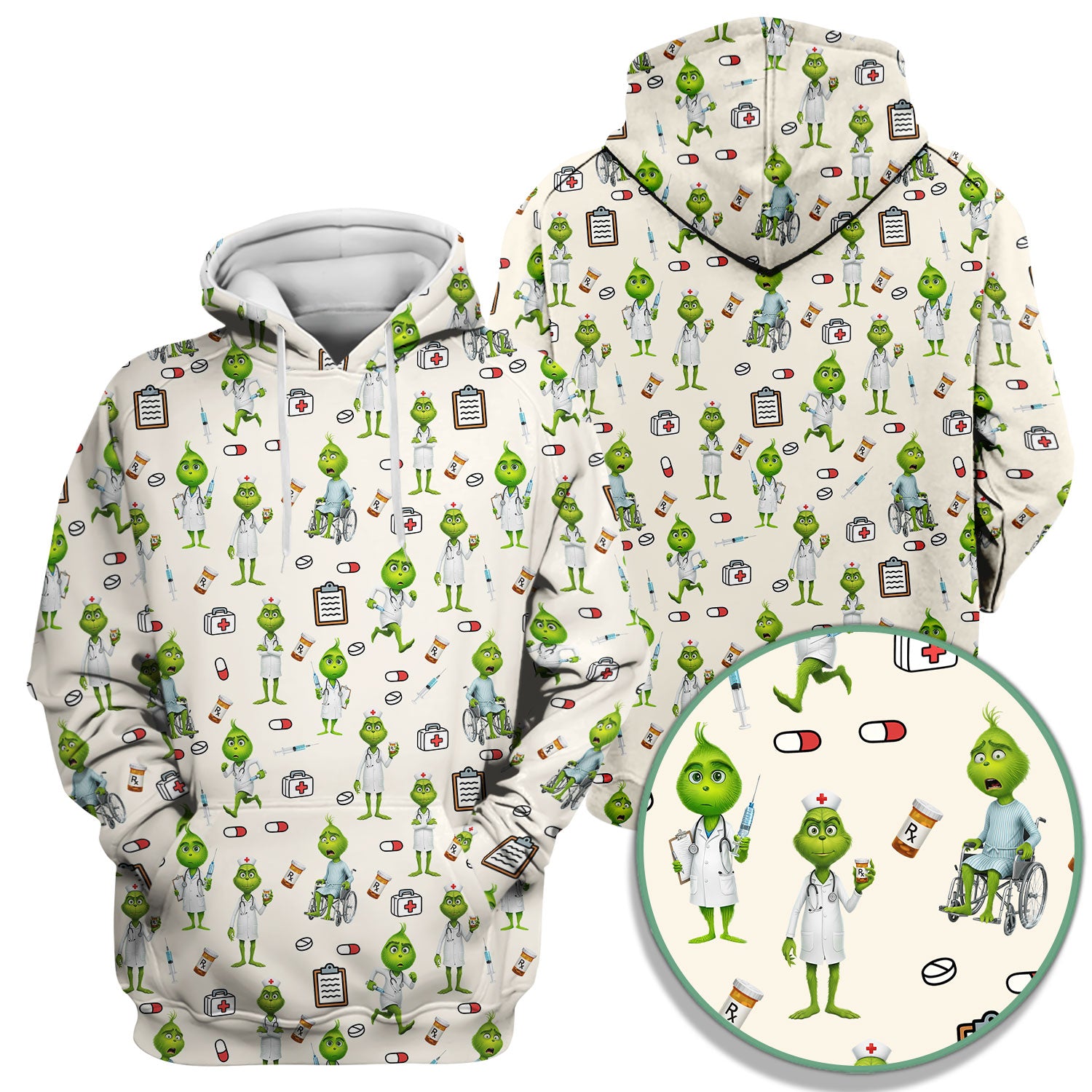 Funny Grinch Scrub Top - Christmas Medical Uniform for Women - Funny Holiday Nursing Gift for RN LPN CNA