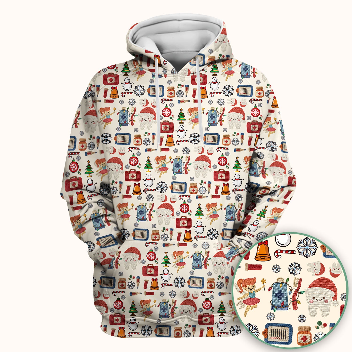 Christmas Dental Scrub Top - Cute Santa Tooth & Snowman Shirt - Festive Holiday Medical Uniform for Dentists, Hygienists & Nurses