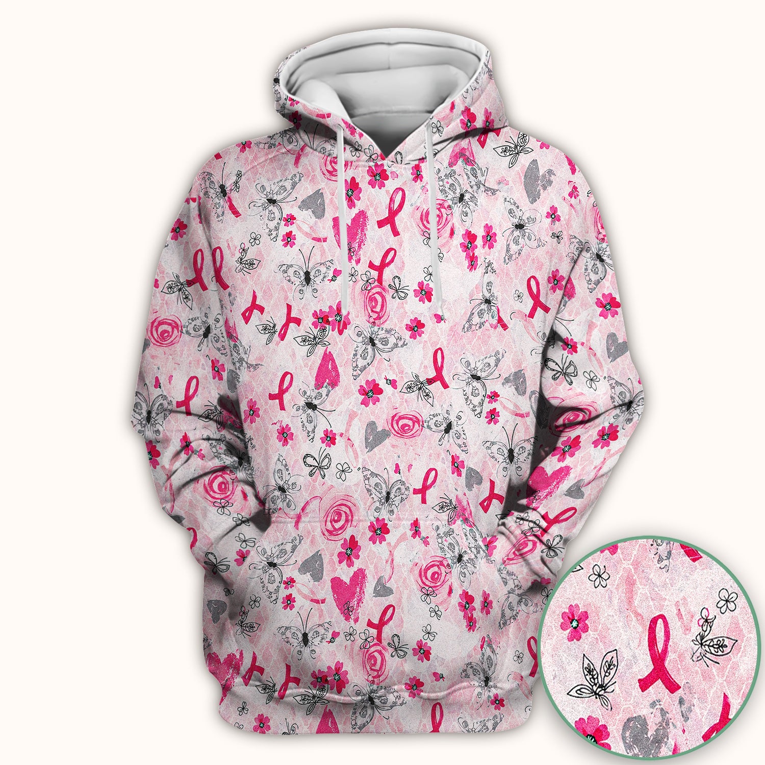 Breast Cancer Awareness Butterfly Floral Scrub Top, Comfortable Scrubs for Nurses
