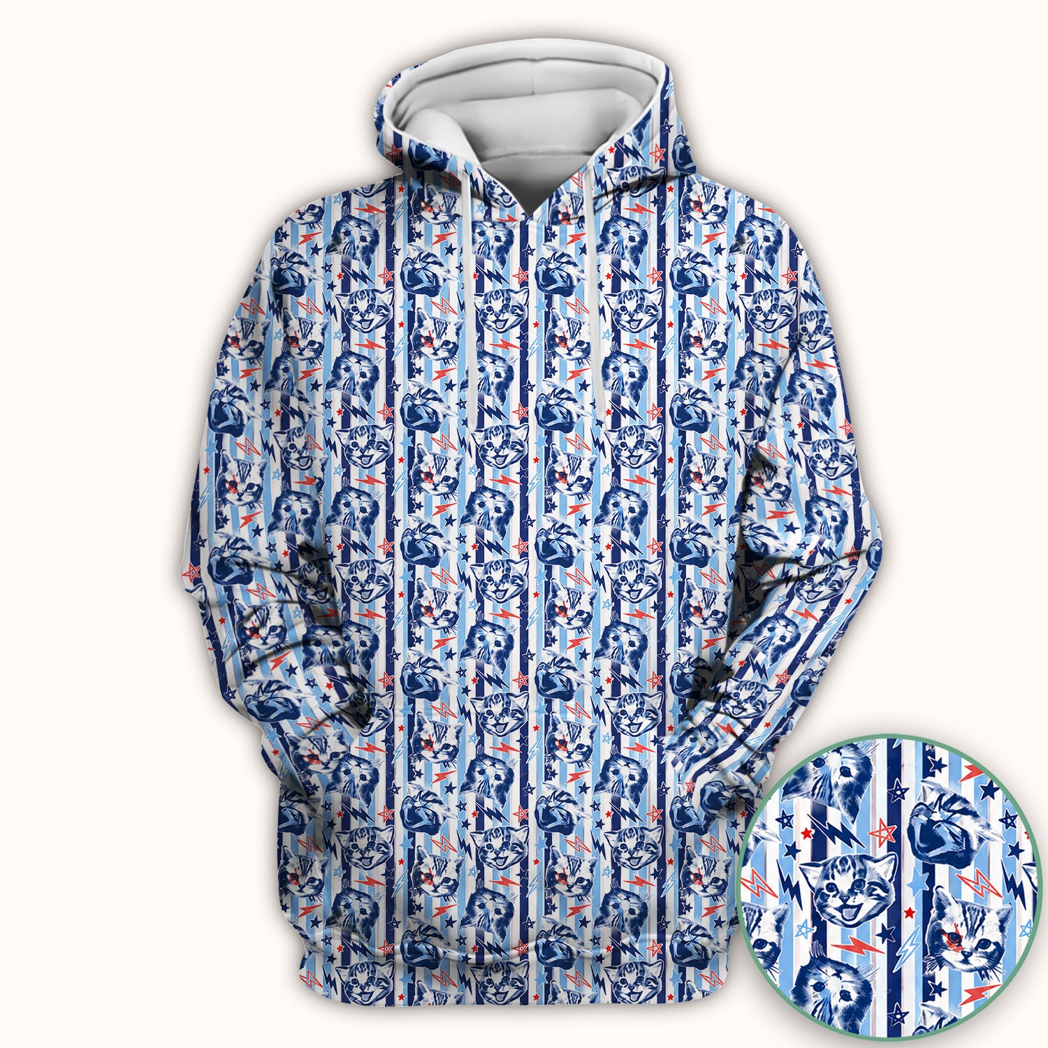 Cute Cat Faces With Lightning Print Scrub Top, Comfortable Scrubs for Nurses