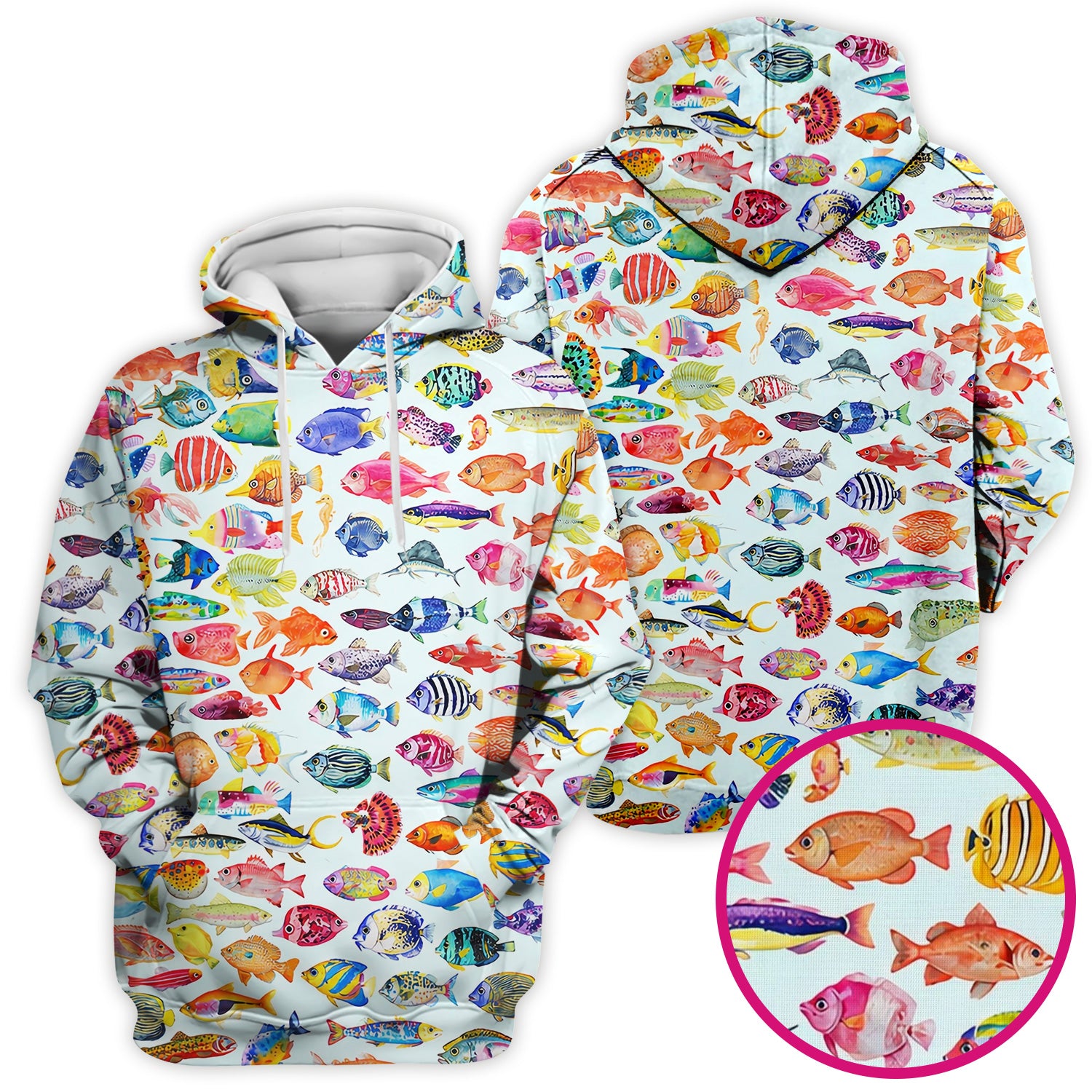 Colorful Tropical Fish Print Scrub Top, Comfortable Scrubs for Nurses