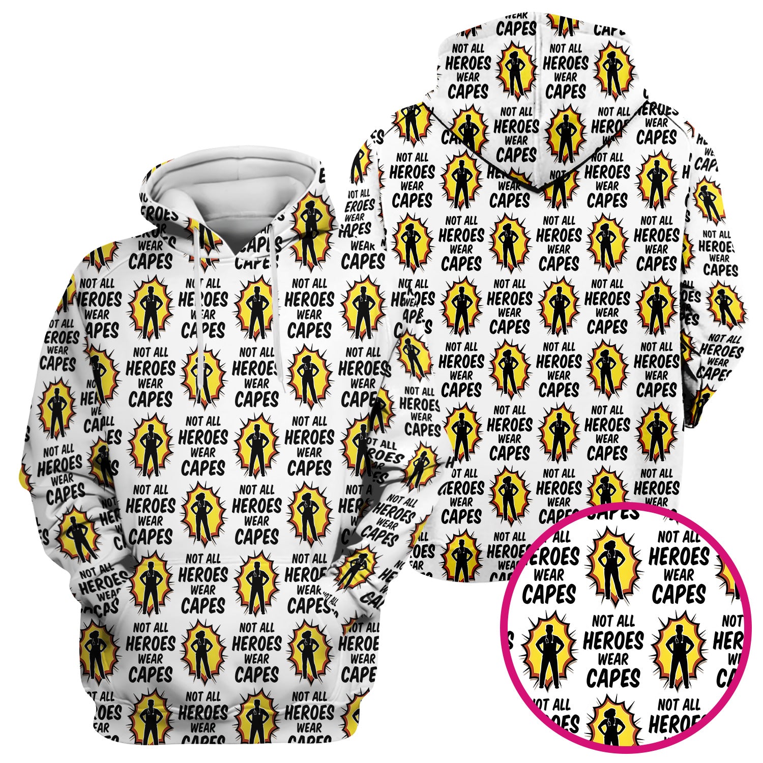 Not All Heroes Wear Capes Nurse Pattern Scrub Top, Comfortable Scrubs for Nurses