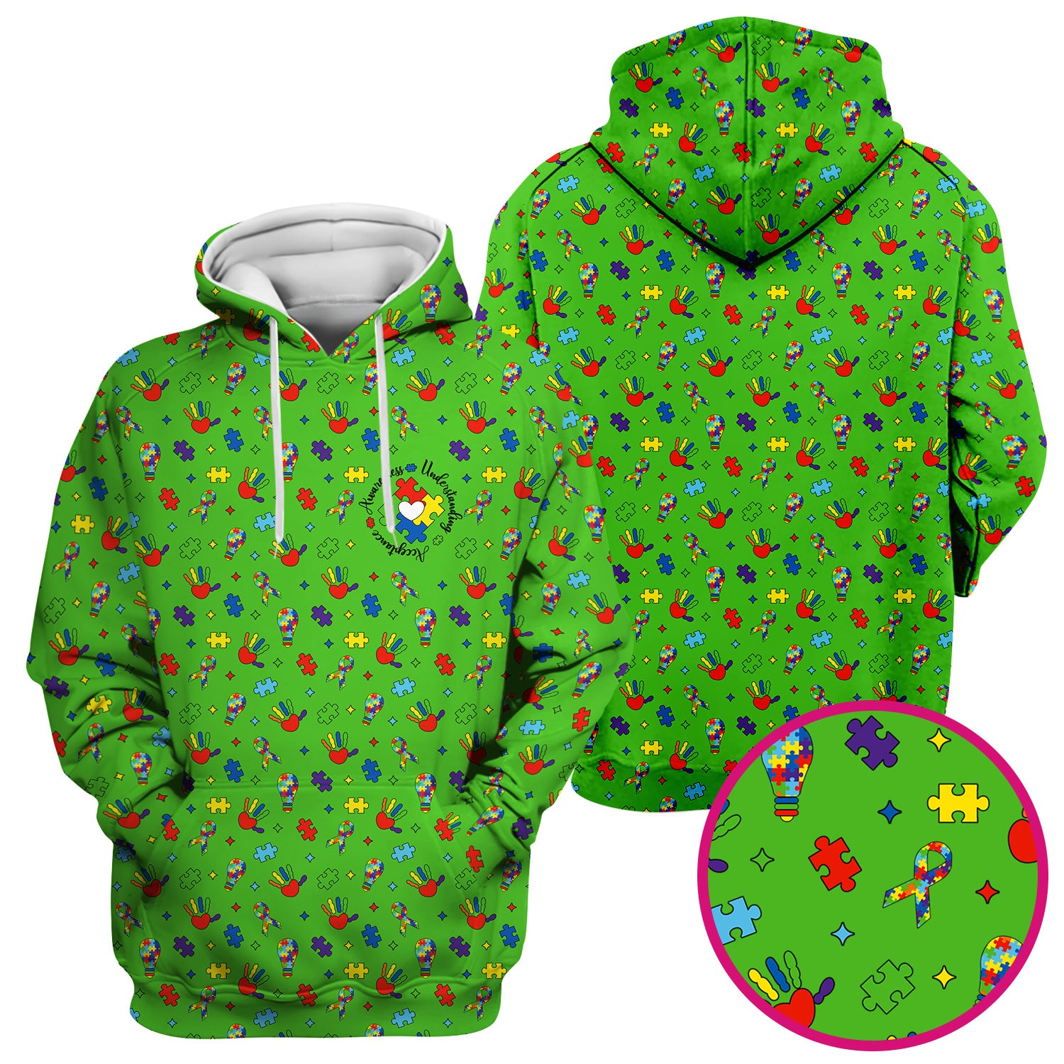 Autism Awareness Colorful Puzzle Pattern Scrub Top, Comfortable Scrubs for Nurses