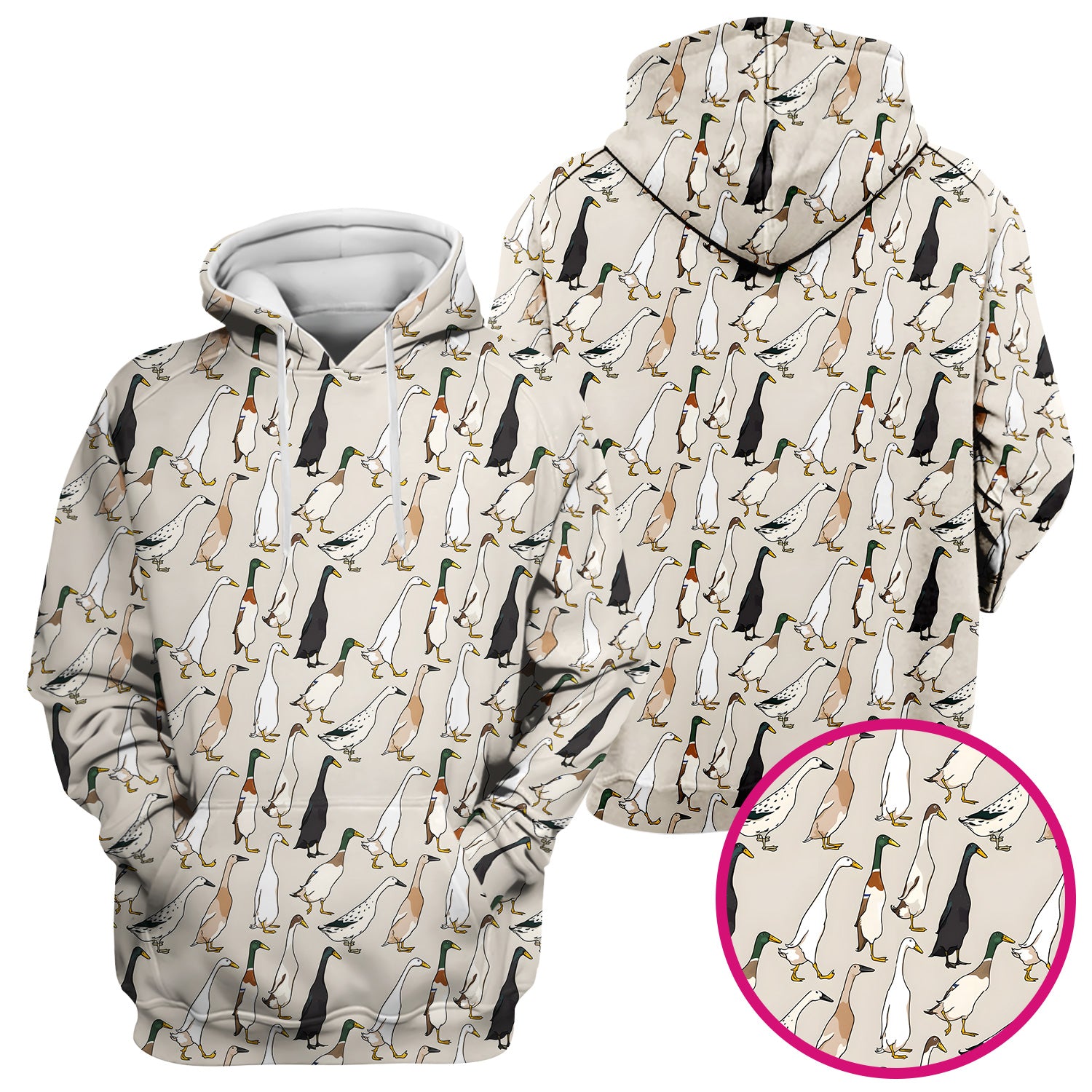Duck Farm Animal Pattern Scrub Top Scrub Top, Breathable Fabrics Nursing Uniform