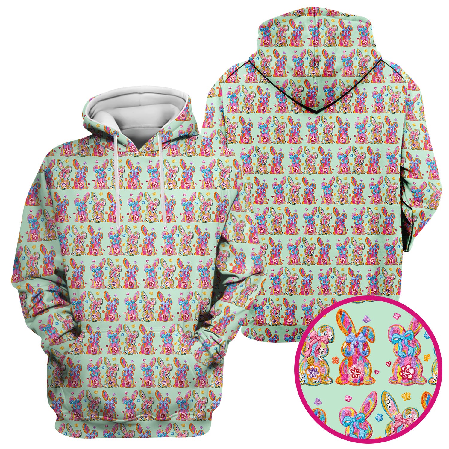 Cute Pastel Bunny Floral Pattern Scrub Top, Comfortable Scrubs for Nurses, Easter