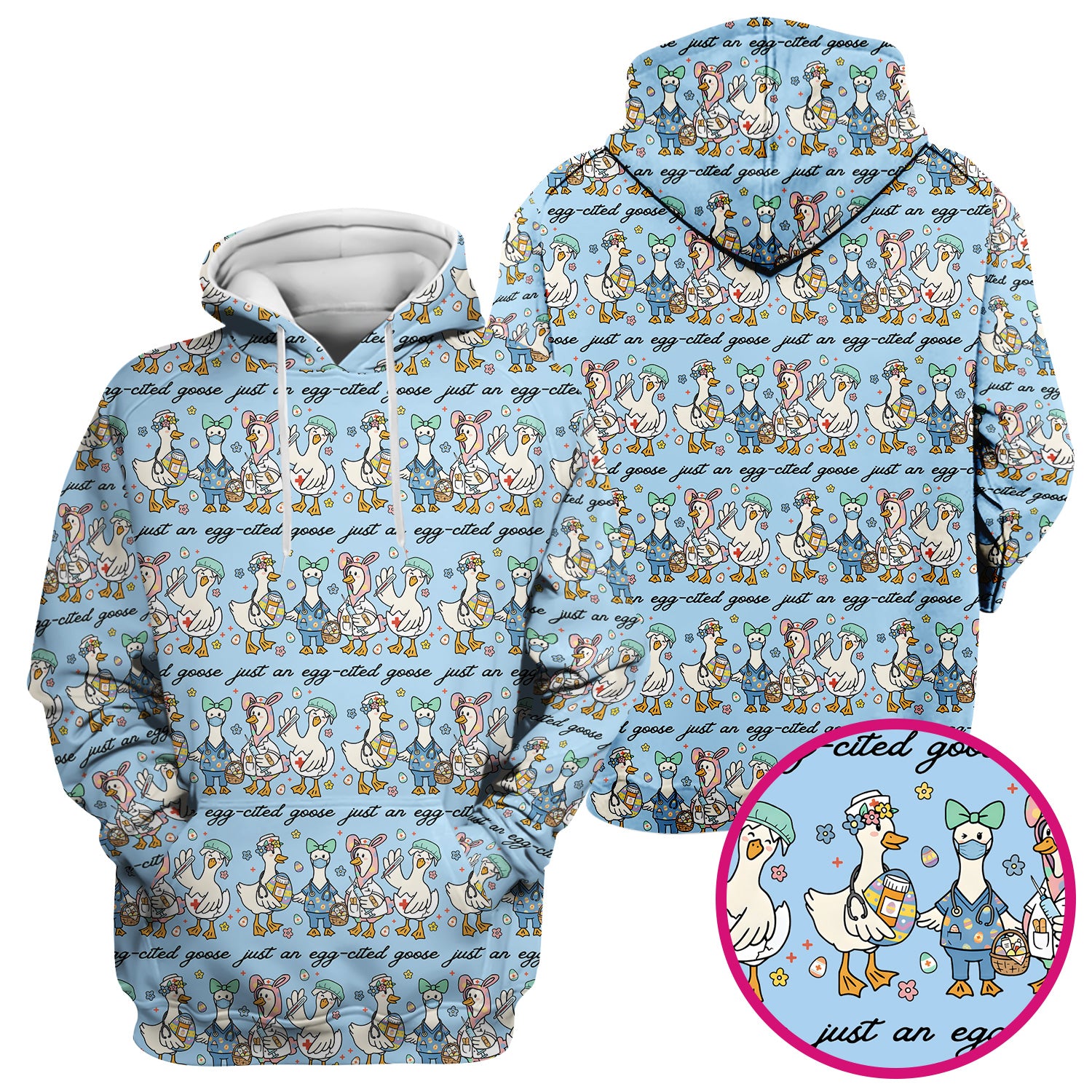 Funny Easter Nurse Goose Pattern Scrub Top, Comfortable Scrubs for Nurses