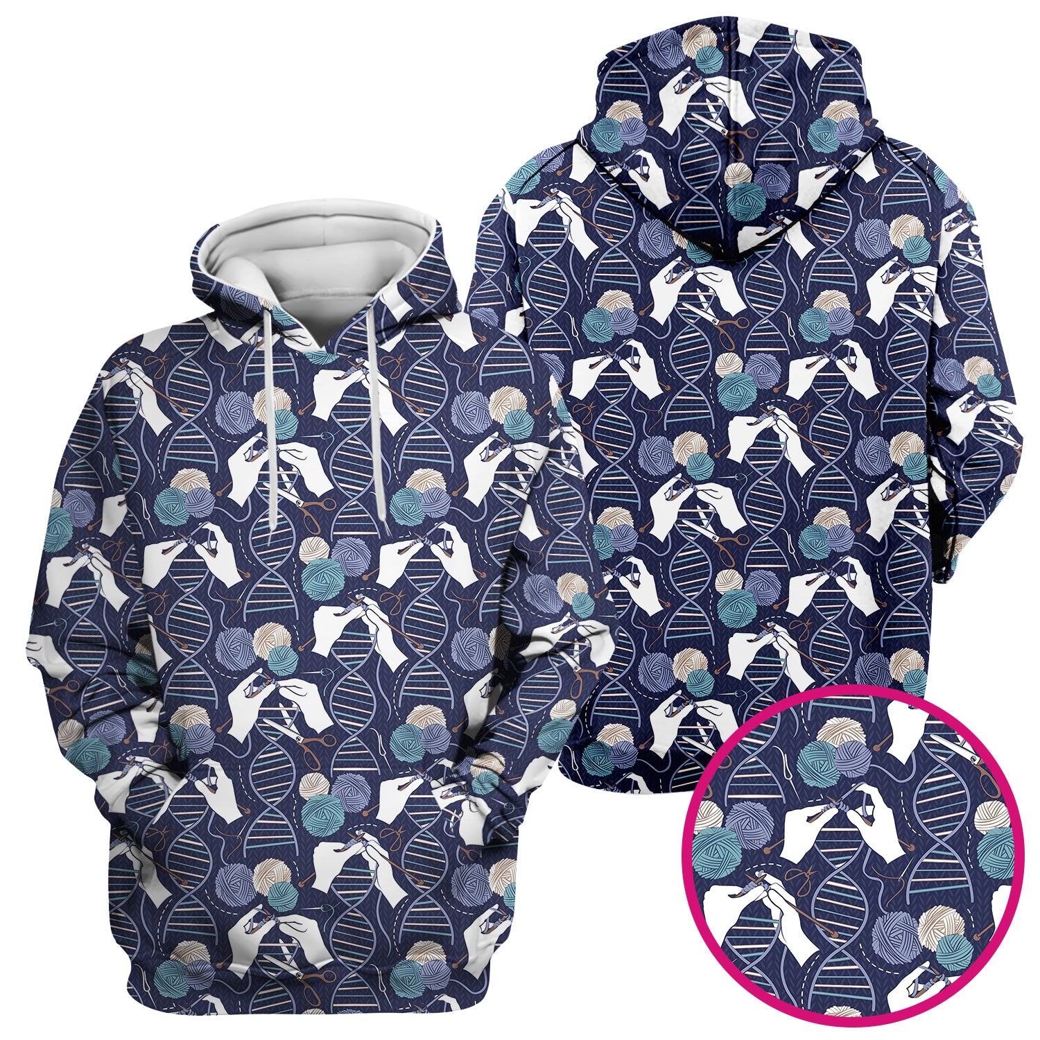 DNA Helix Yarn Pattern Scrub Top, Comfortable Scrubs for Nurses